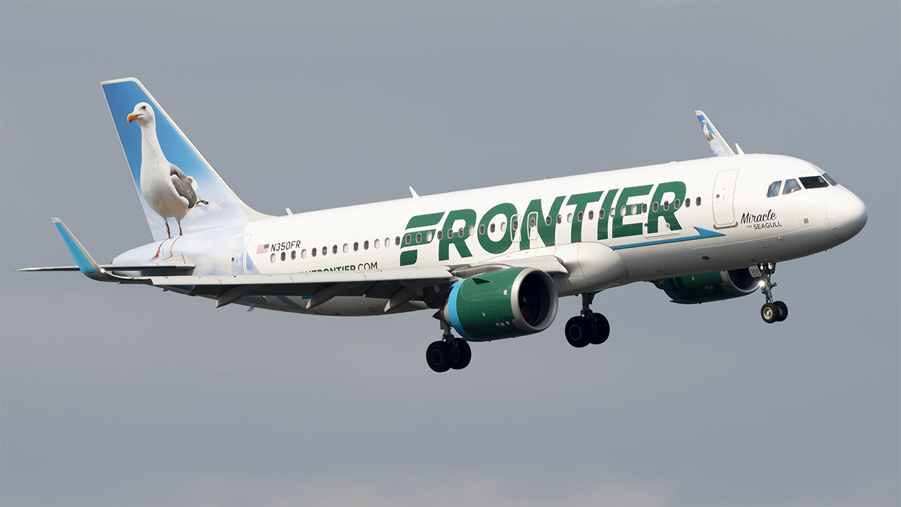 Full size: Frontier Airlines Airbus A320NEO N350FR at Ronald Reagan National Airport