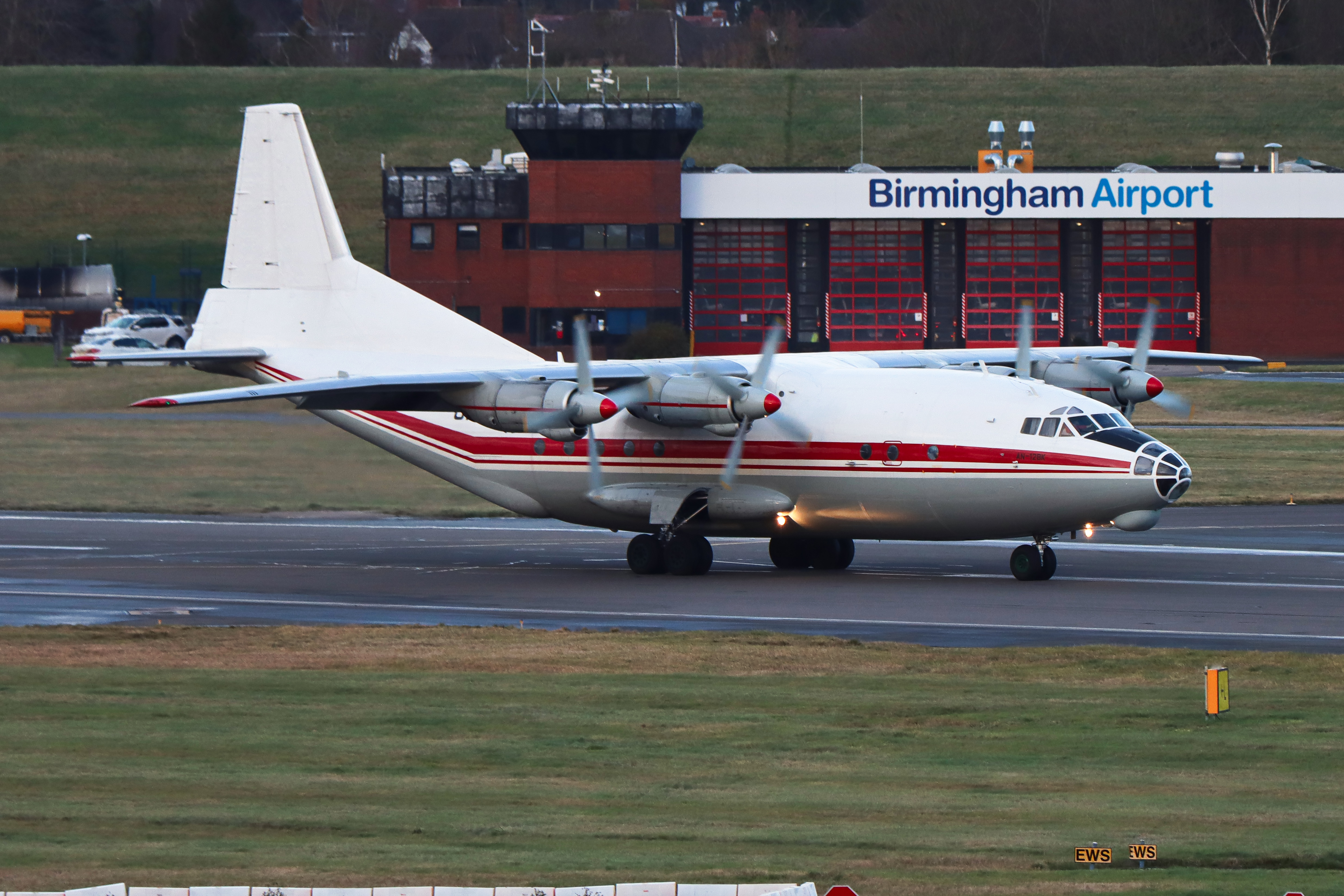 Full size: Meridian Aviation  Antonov An-12BK UR-CAJ at Birmingham Airport