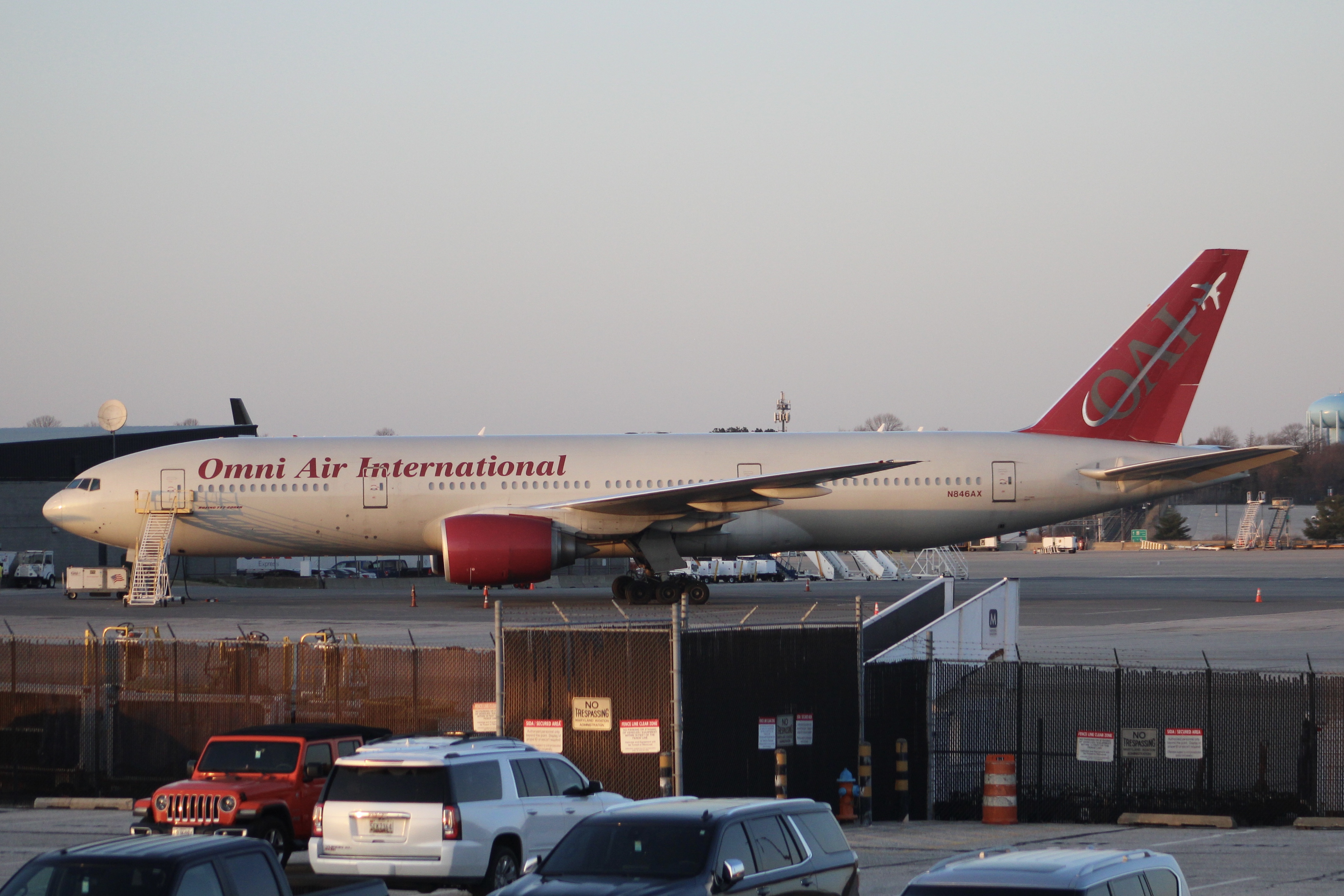 Full size: Omni Air International Boeing 777-200ER N846AX at Baltimore/Washington International Thurgood Marshall Airport
