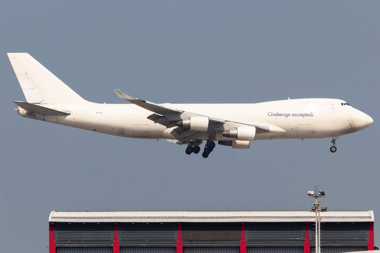 Full size: CAL Cargo Airlines Boeing 747-400F 4X-ICB at Hong Kong International Airport
