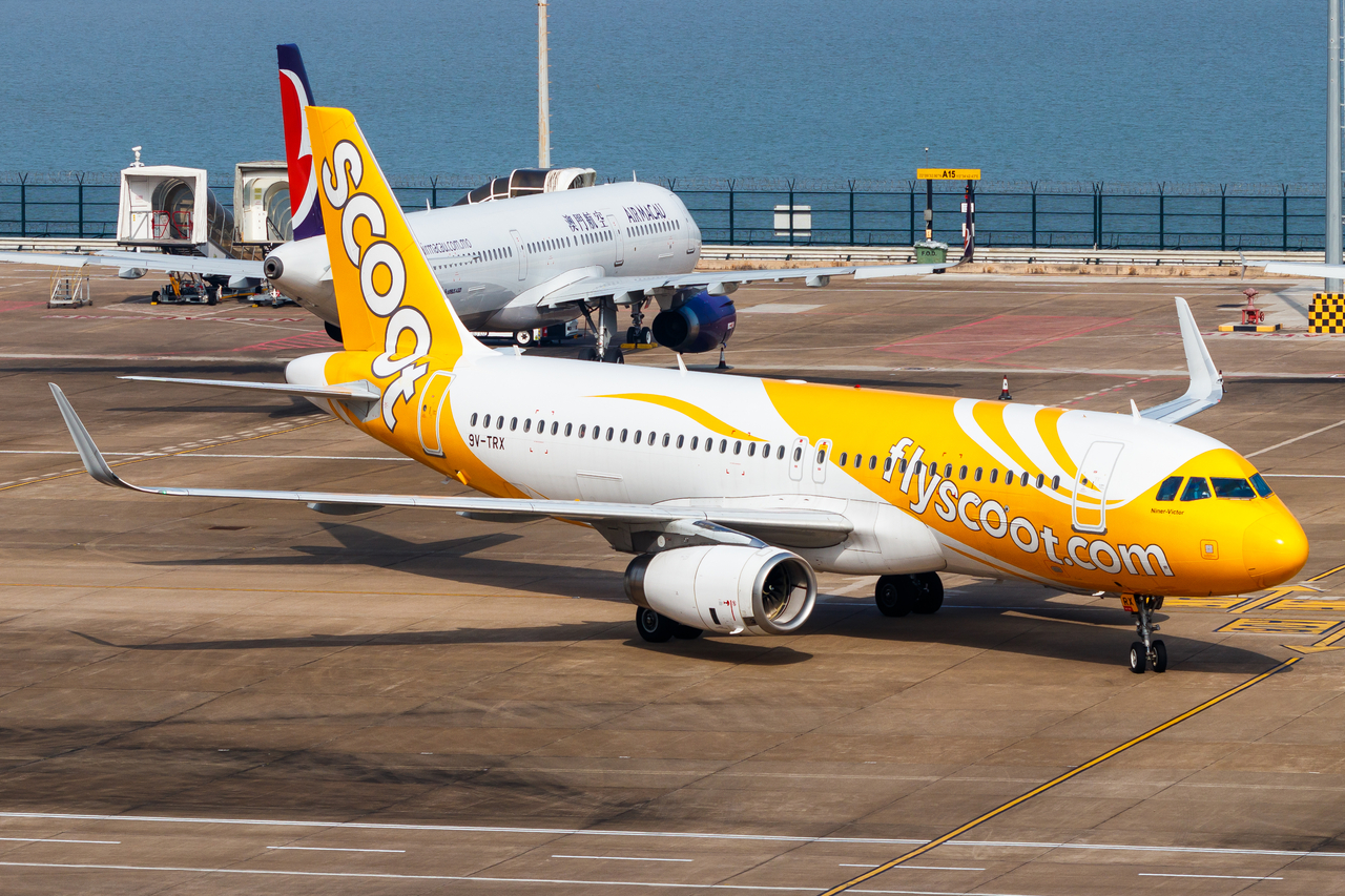 Full size: Scoot Airbus A320 9V-TRX at Macau International Airport