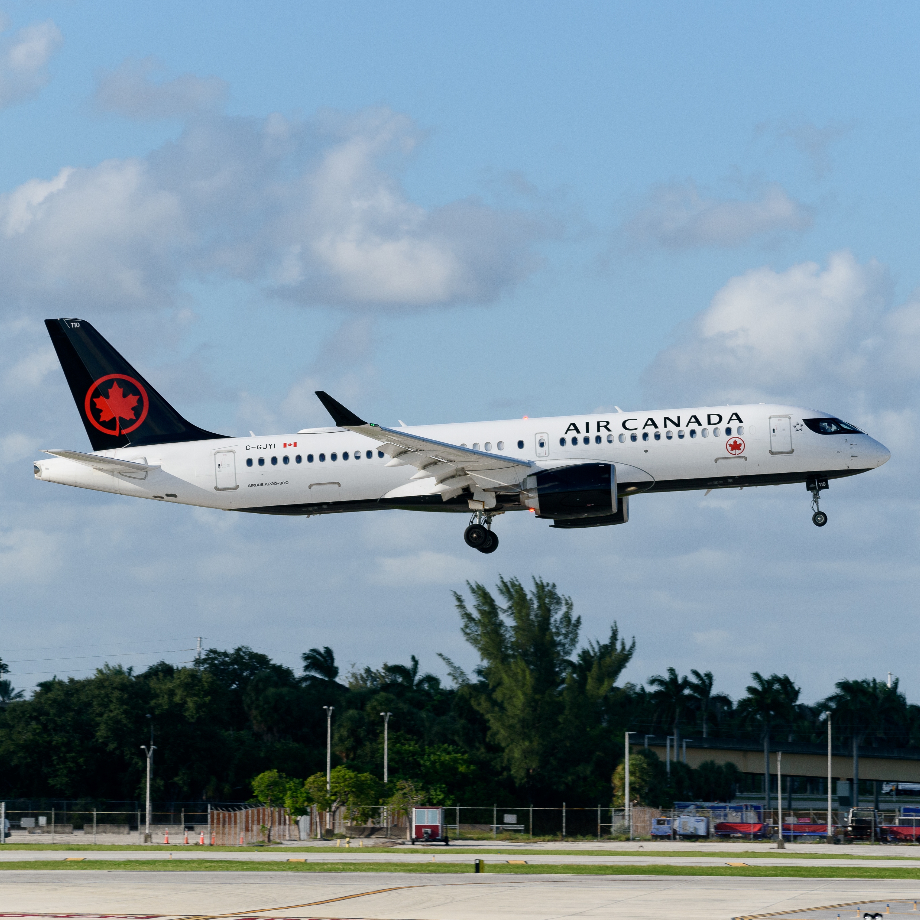 Full size: Air Canada Airbus A220-300 C-GJYI at Fort Lauderdale/Hollywood International Airport