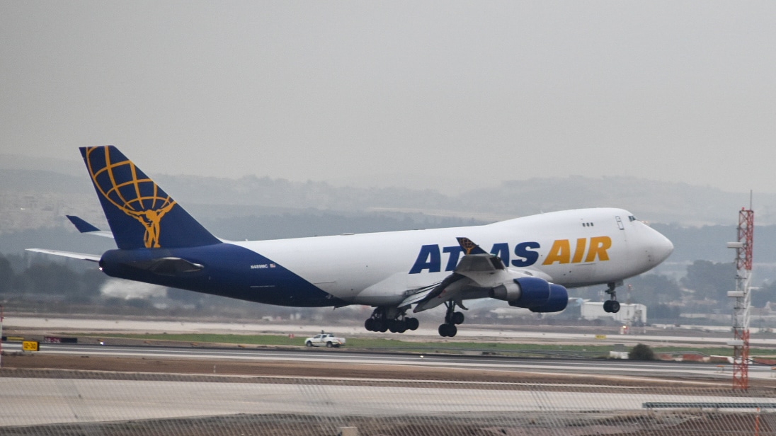 Full size: Atlas Air Boeing 747-400 N489MC at Tel Aviv-Ben Gurion Airport