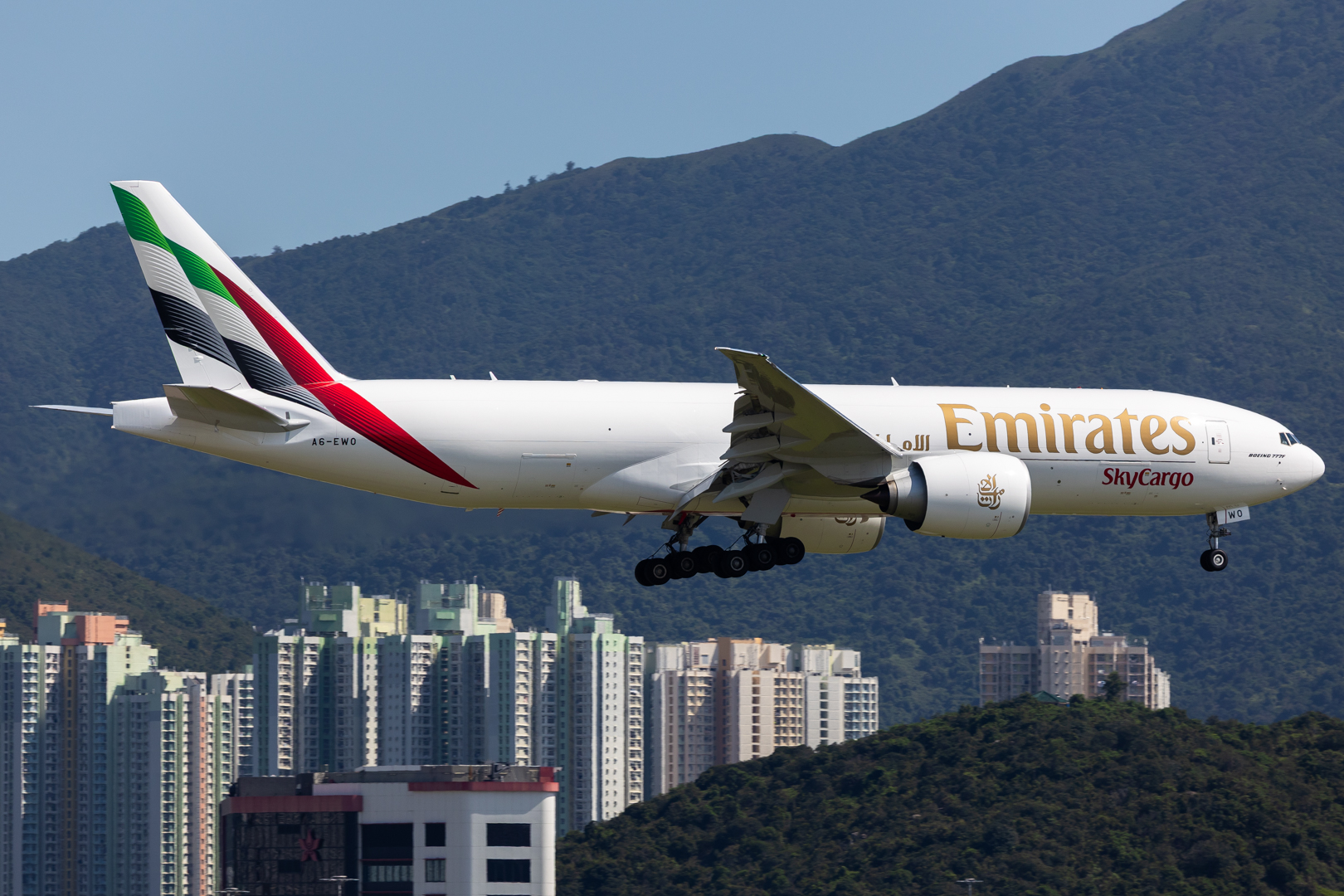 Full size: Emirates SkyCargo Boeing 777-F A6-EWO at Hong Kong International Airport