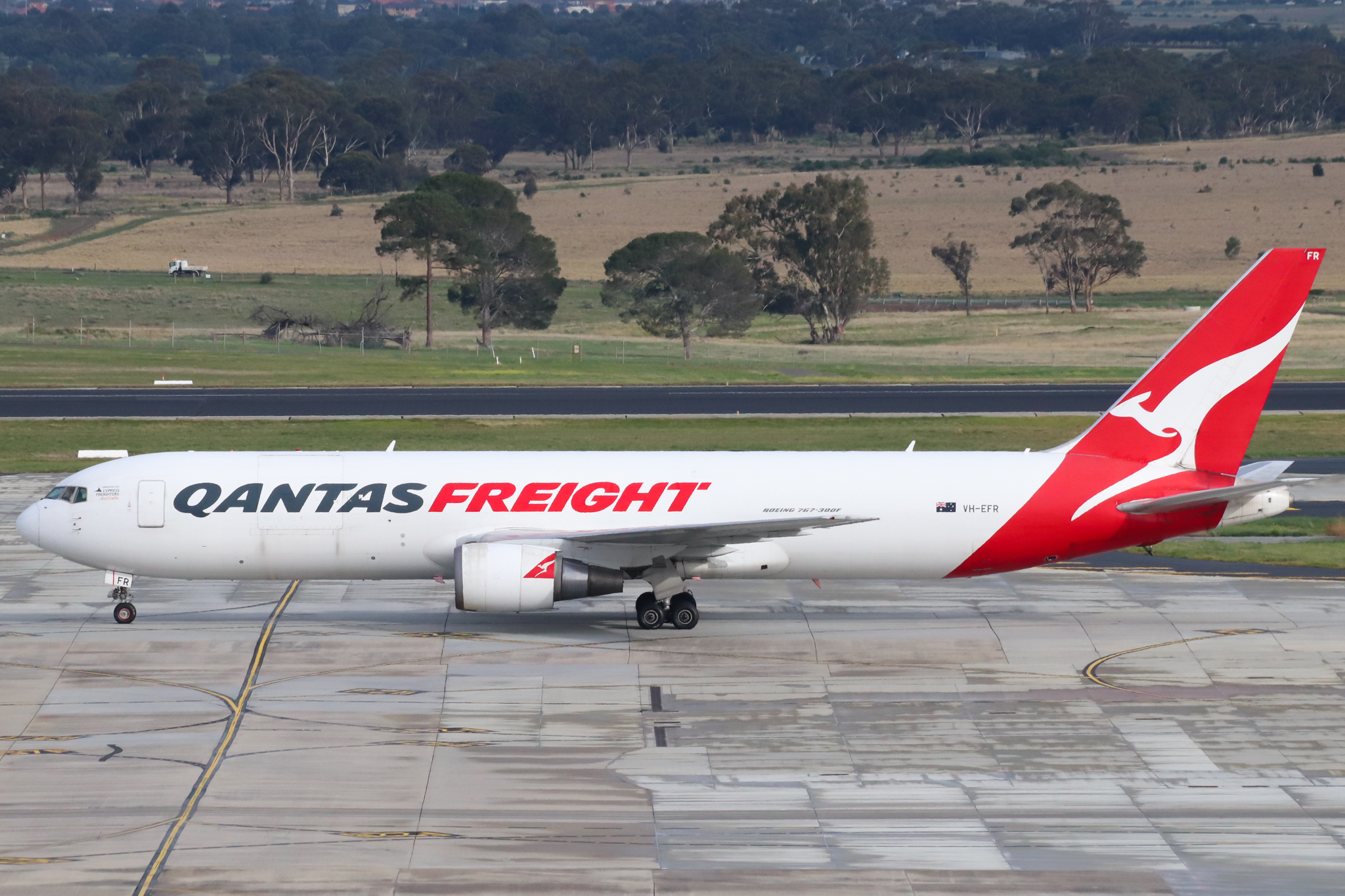 Full size: Qantas Freight Boeing 767-300F VH-EFR at Melbourne Airport