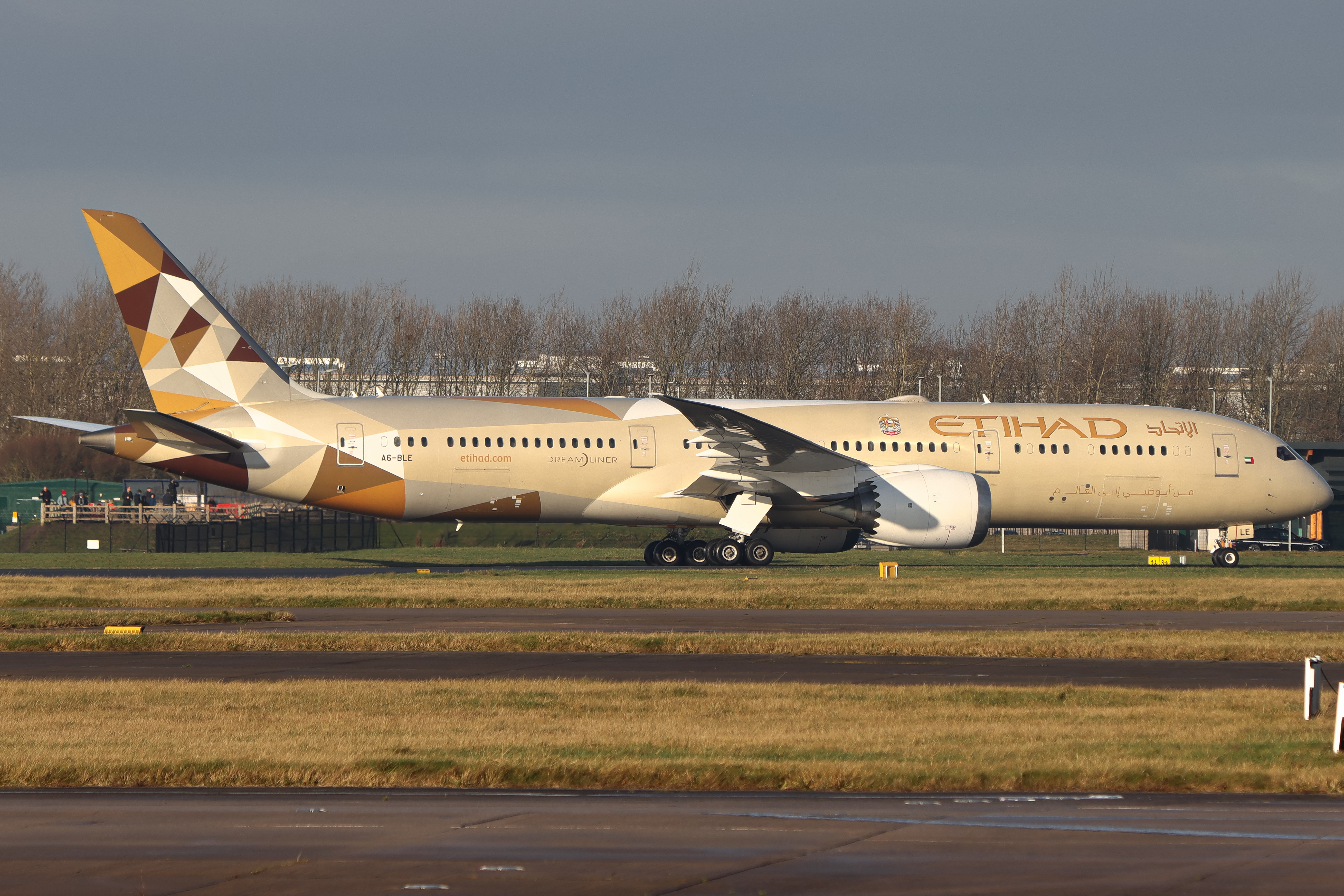 Full size: Etihad Airways Boeing 787-9 A6-BLE at Manchester Airport