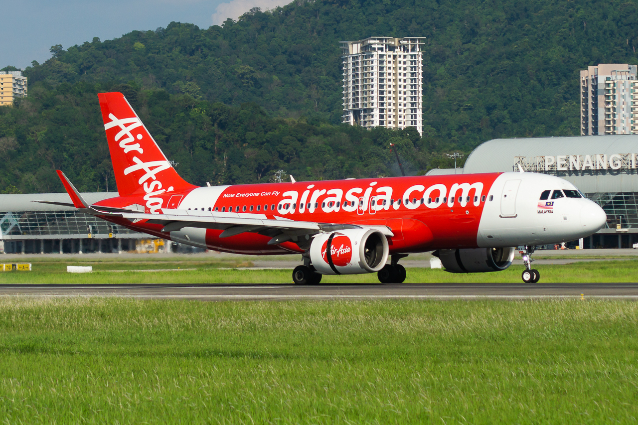 Full size: AirAsia Airbus A320NEO 9M-RAJ at Penang International Airport