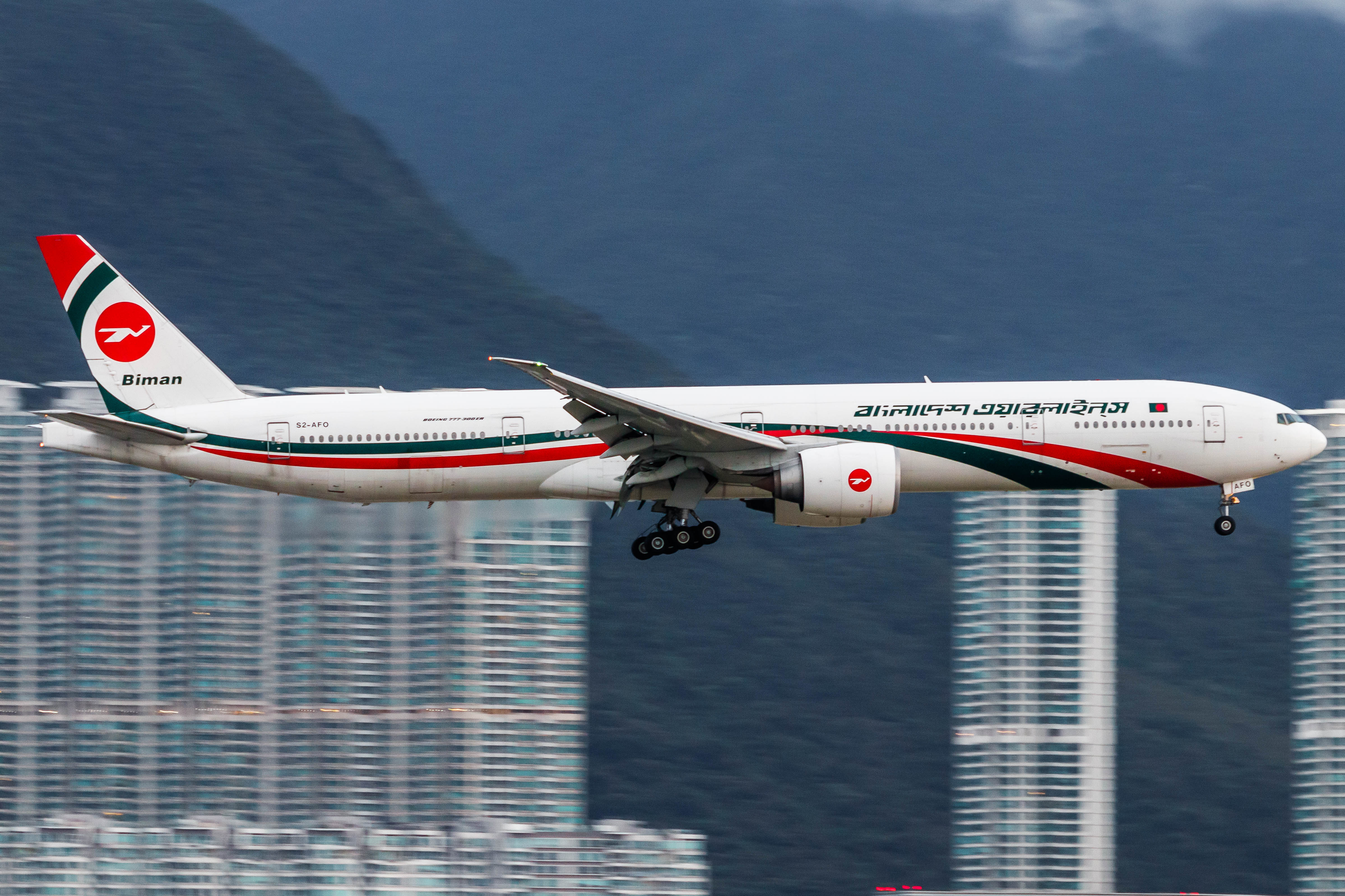 Full size: Biman Bangladesh Airlines Boeing 777-300ER S2-AFO at Hong Kong International Airport