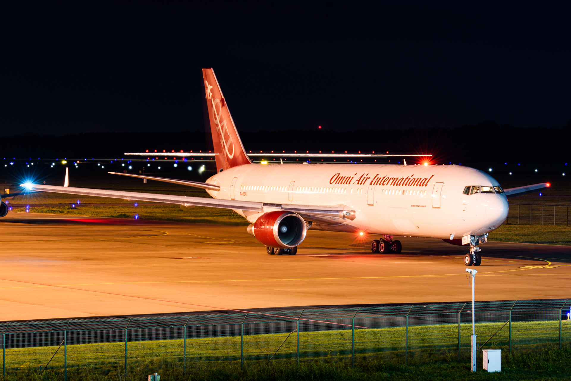 Full size: Omni Air International Boeing 767-300ER N486AX at Eindhoven Airport