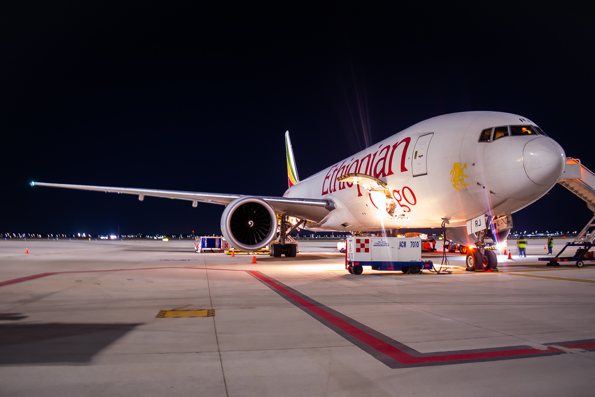 Full size: Ethiopian Cargo Boeing 777-F ET-ARJ at Mexico City Felipe Angeles International Airport