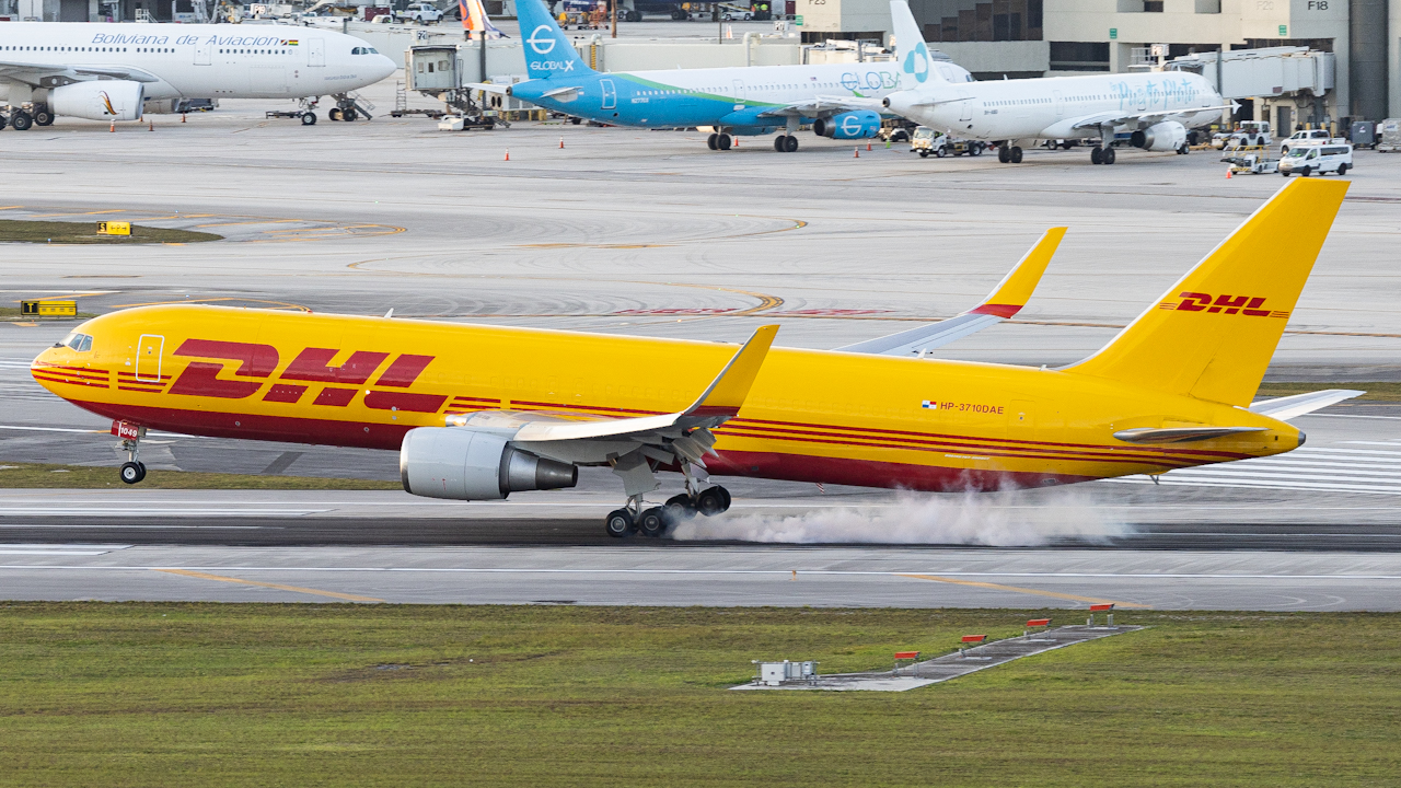 Full size: DHL Boeing 767-300F HP-3710AE at Miami International Airport