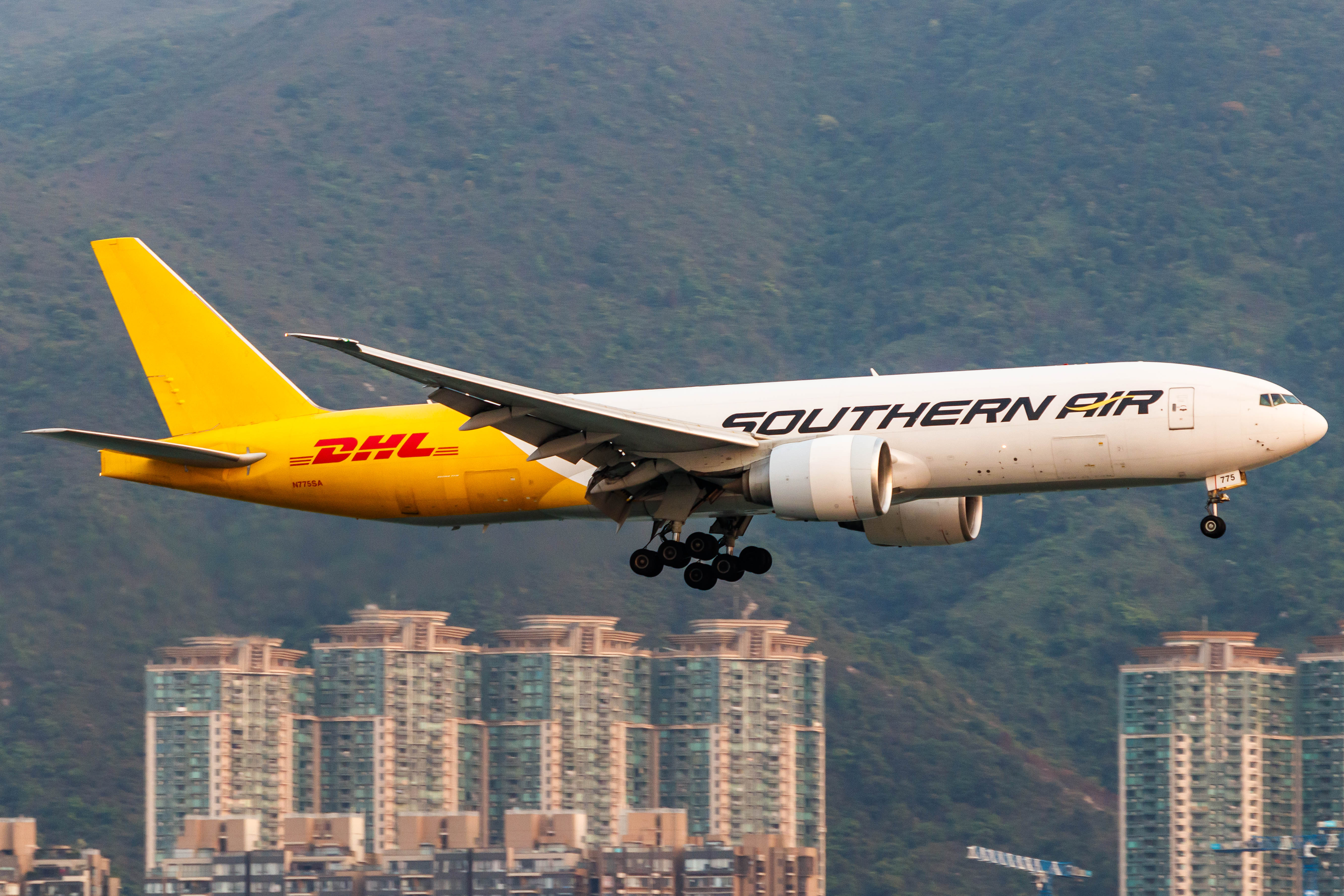 Full size: Southern Air Cargo Boeing 777-F N775SA at Hong Kong International Airport