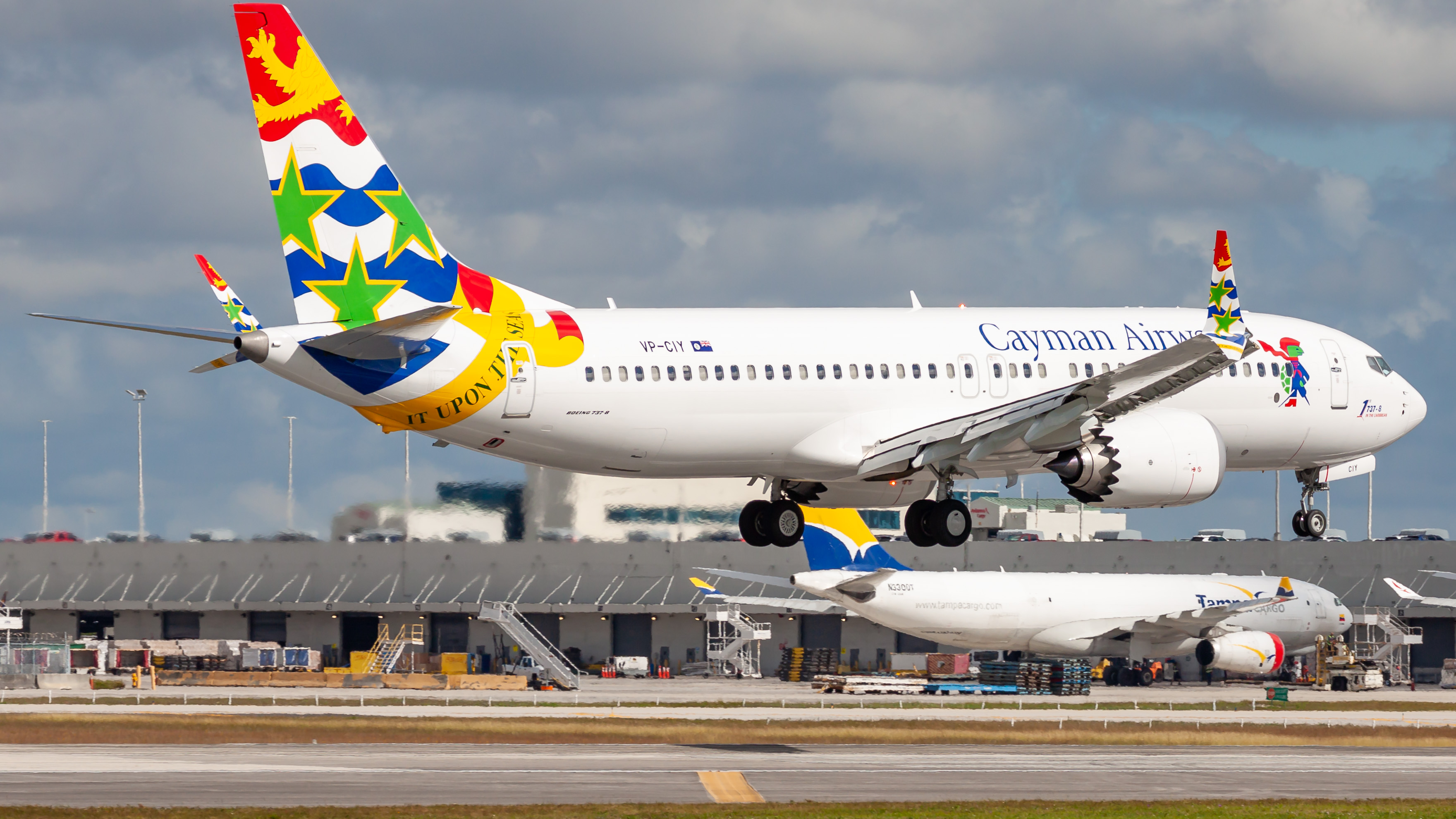 Full size: Cayman Airways Boeing 737 MAX 8 VP-CIY at Miami International Airport