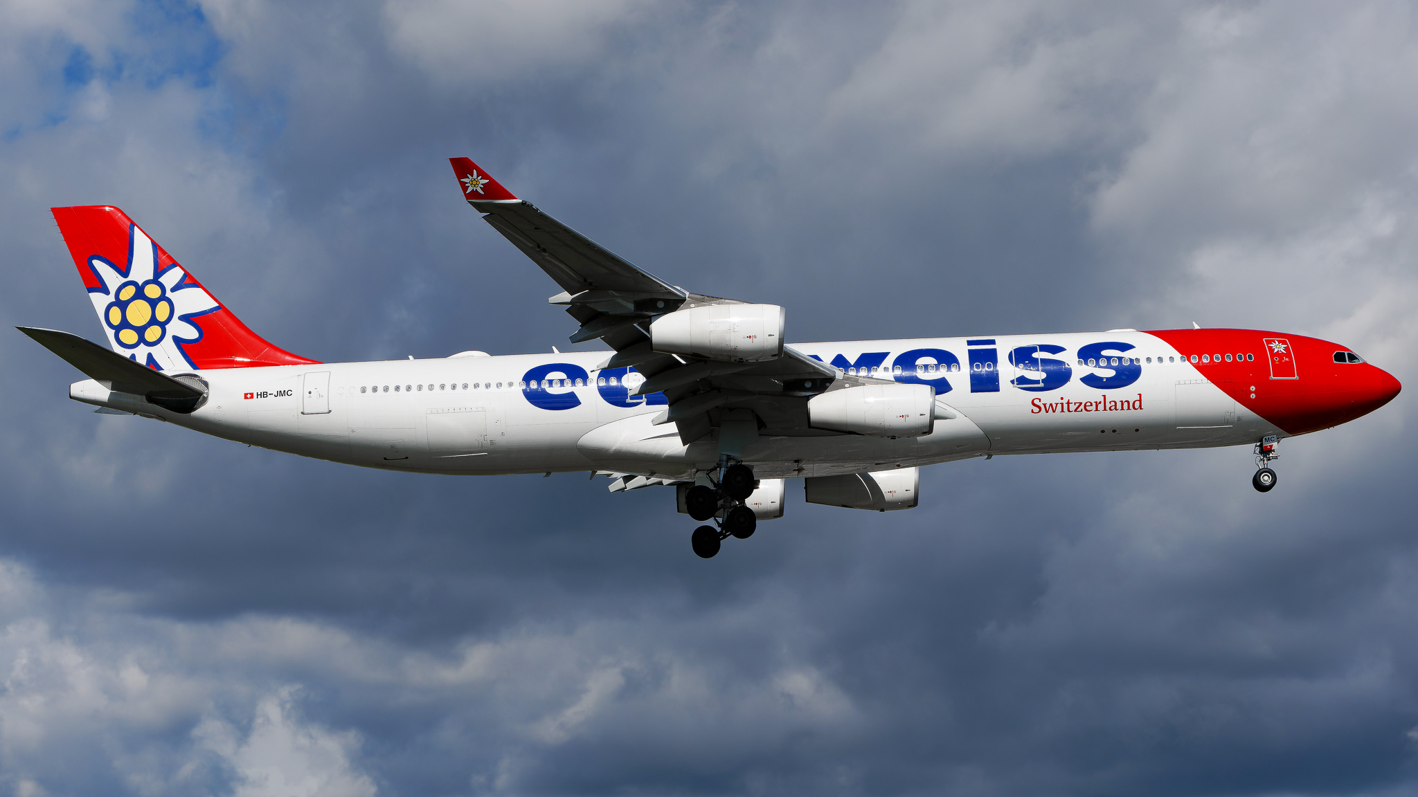 Full size: Edelweiss Air Airbus A340-300 HB-JMC at Tampa International Airport