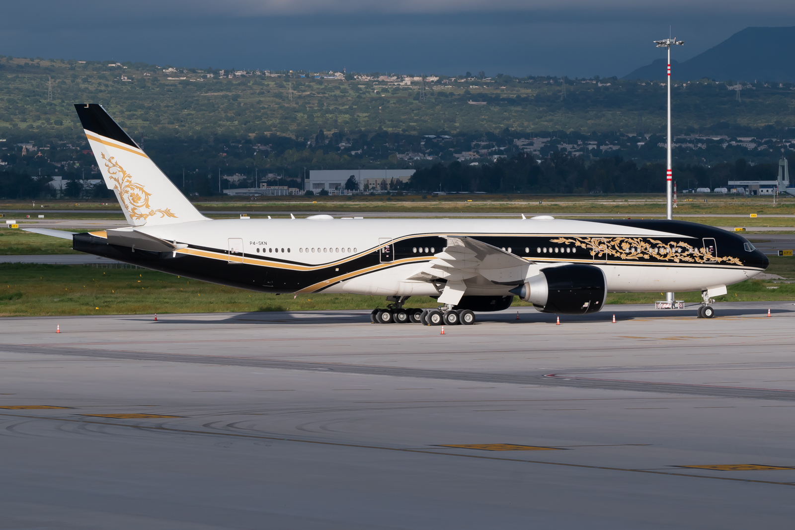 Full size: Equatorial Guinea Government Boeing 777-200LR P4-SKN at Mexico City Felipe Angeles International Airport