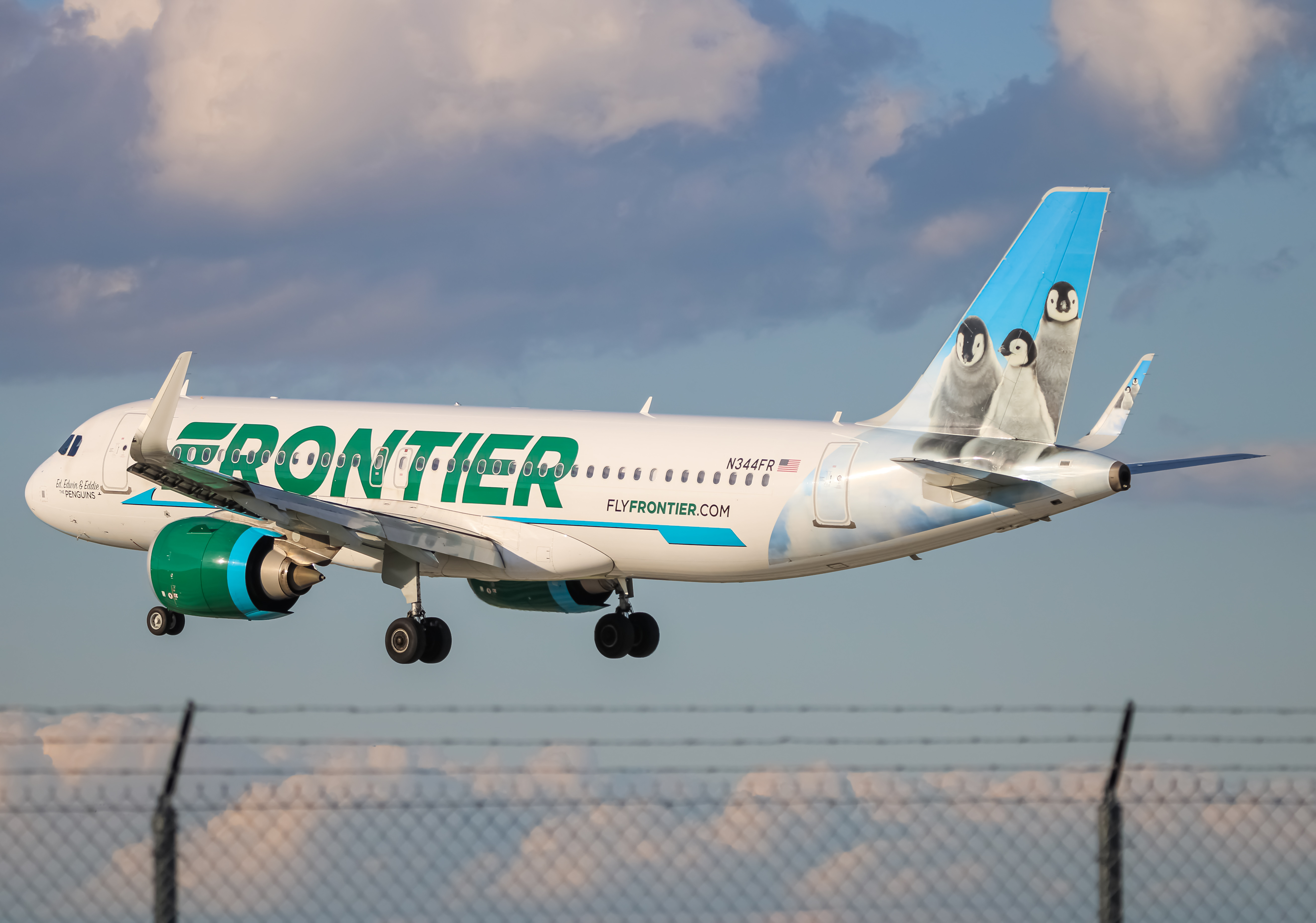 Full size: Frontier Airlines Airbus A320NEO N344FR at Baltimore/Washington International Thurgood Marshall Airport