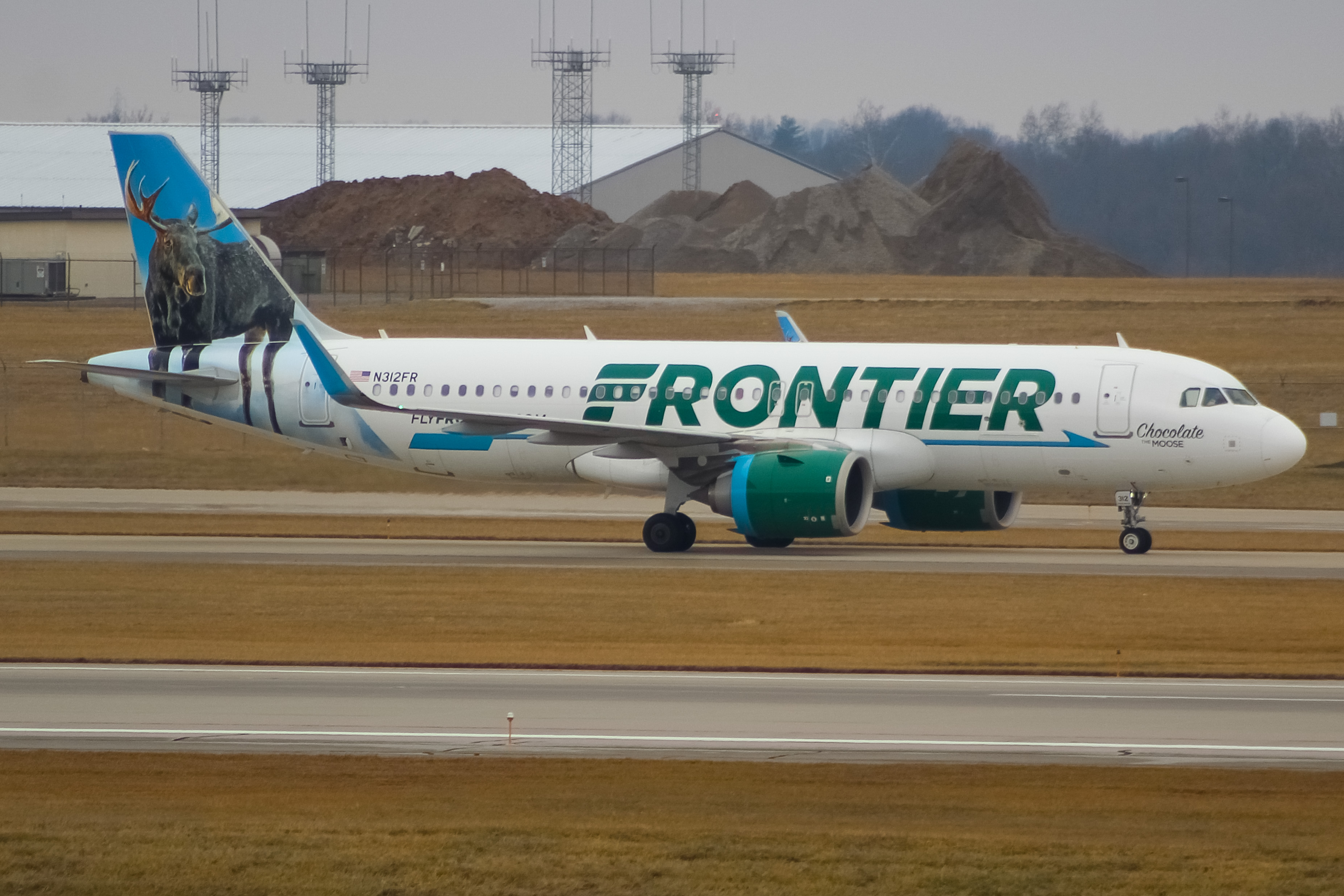 Full size: Frontier Airlines Airbus A320NEO N312FR at Cincinnati/Northern Kentucky International Airport