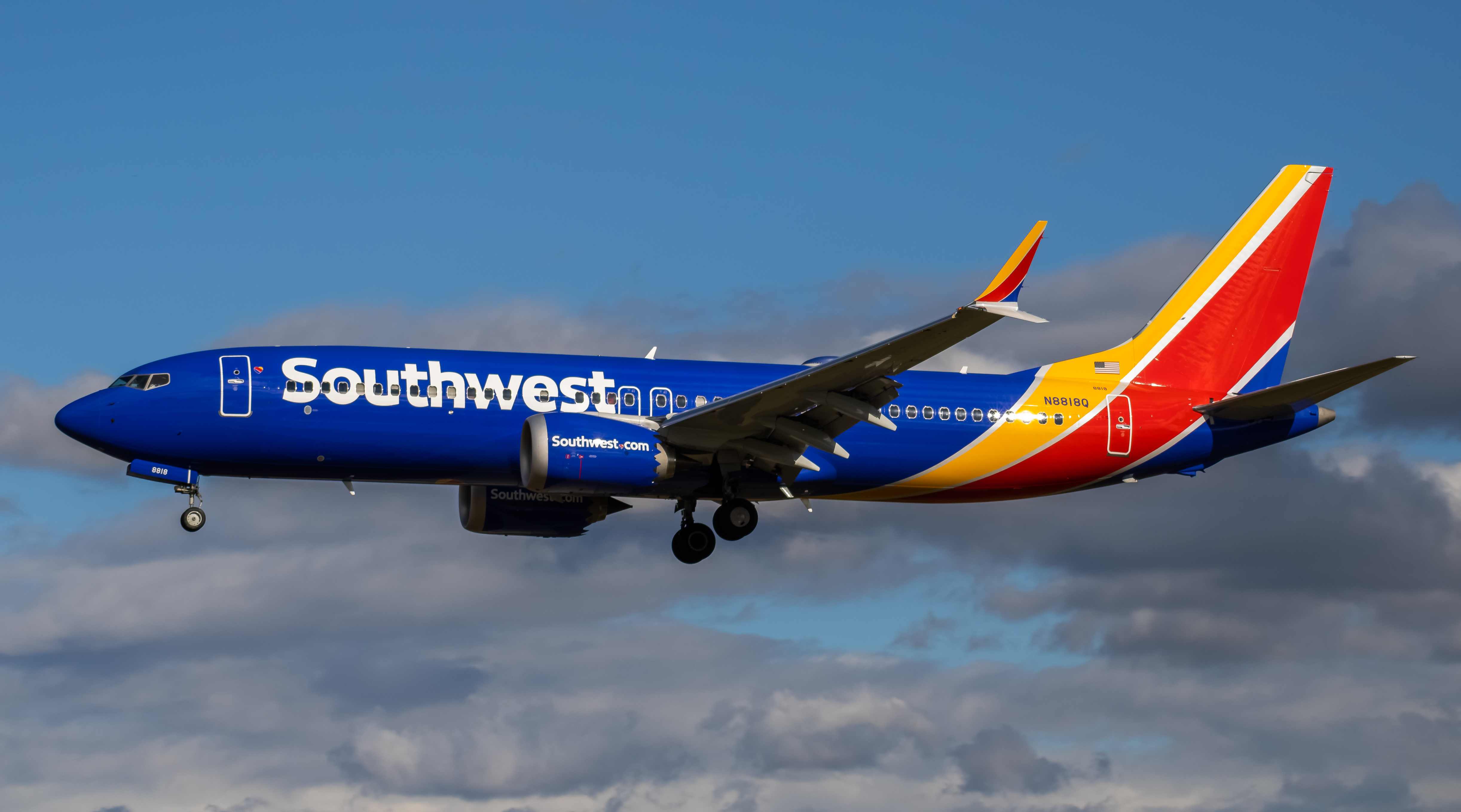 Full size: Southwest Airlines Boeing 737 MAX 8 N8818Q at Baltimore/Washington International Thurgood Marshall Airport