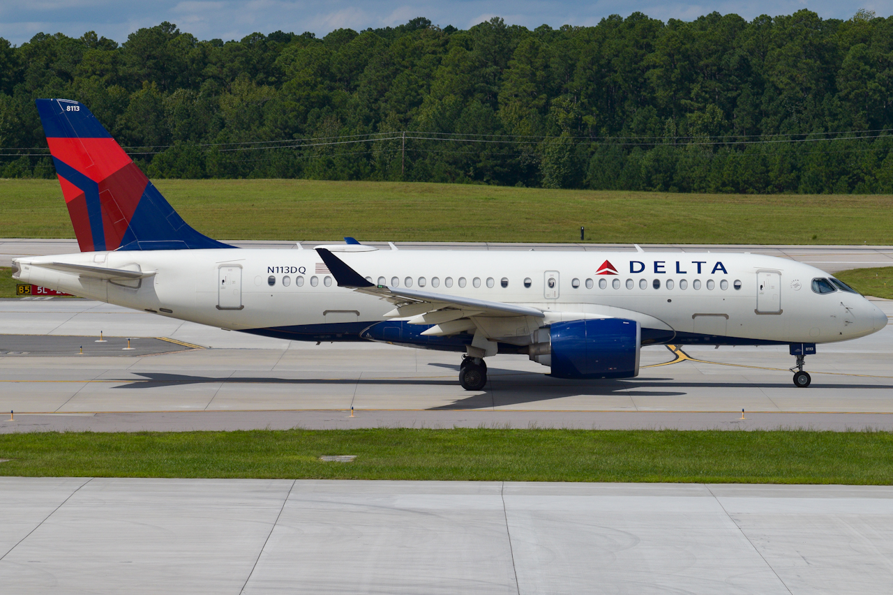 Full size: Delta Airlines Airbus A220-100 N113DQ at Raleigh-Durham International Airport