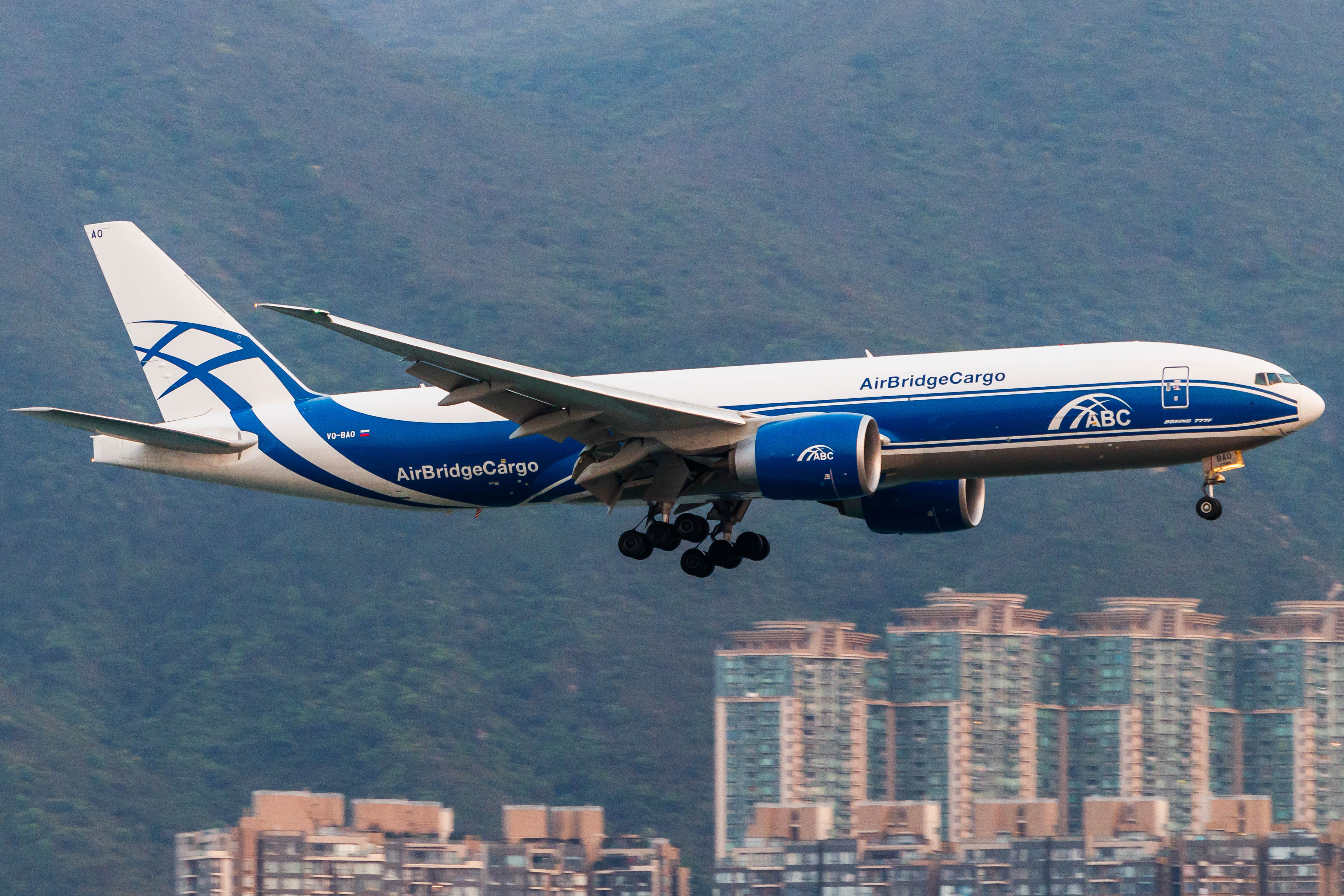 Full size: AirBridge Cargo Boeing 777-F VQ-BAO at Hong Kong International Airport