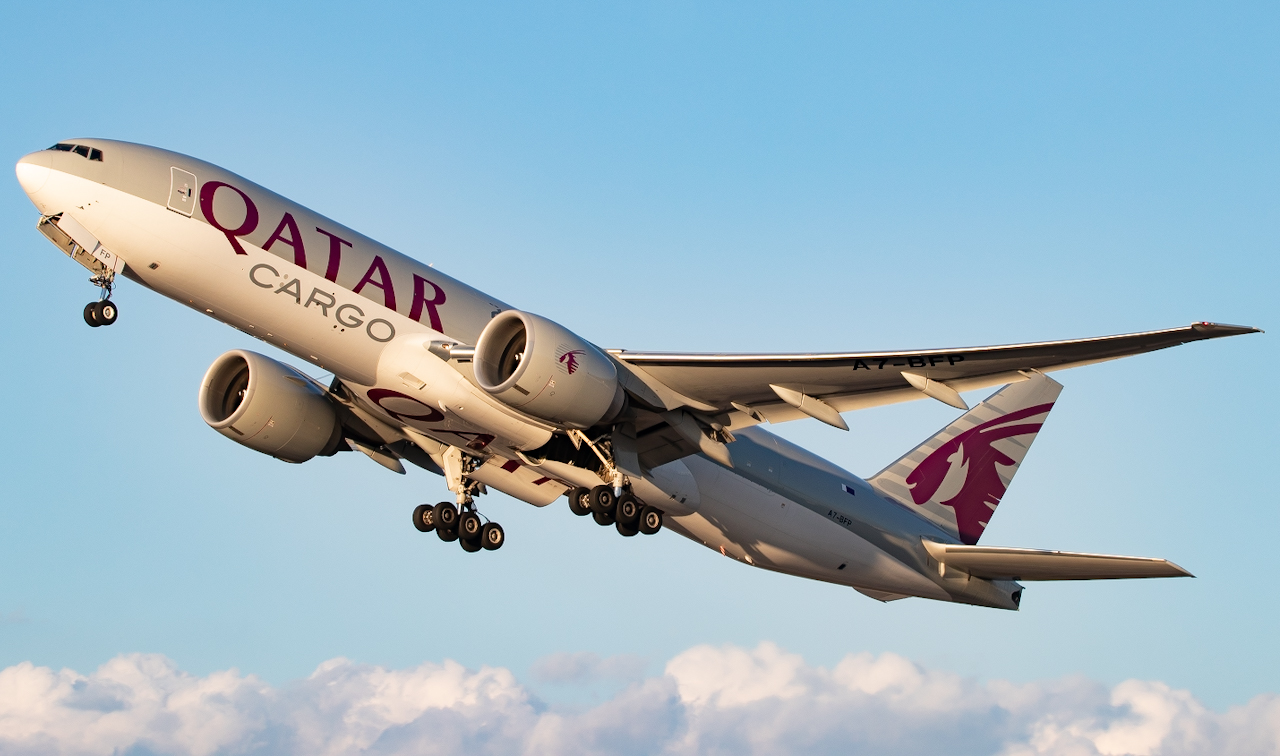 Full size: Qatar Air Cargo Boeing 777-F A7-BFP at Miami International Airport