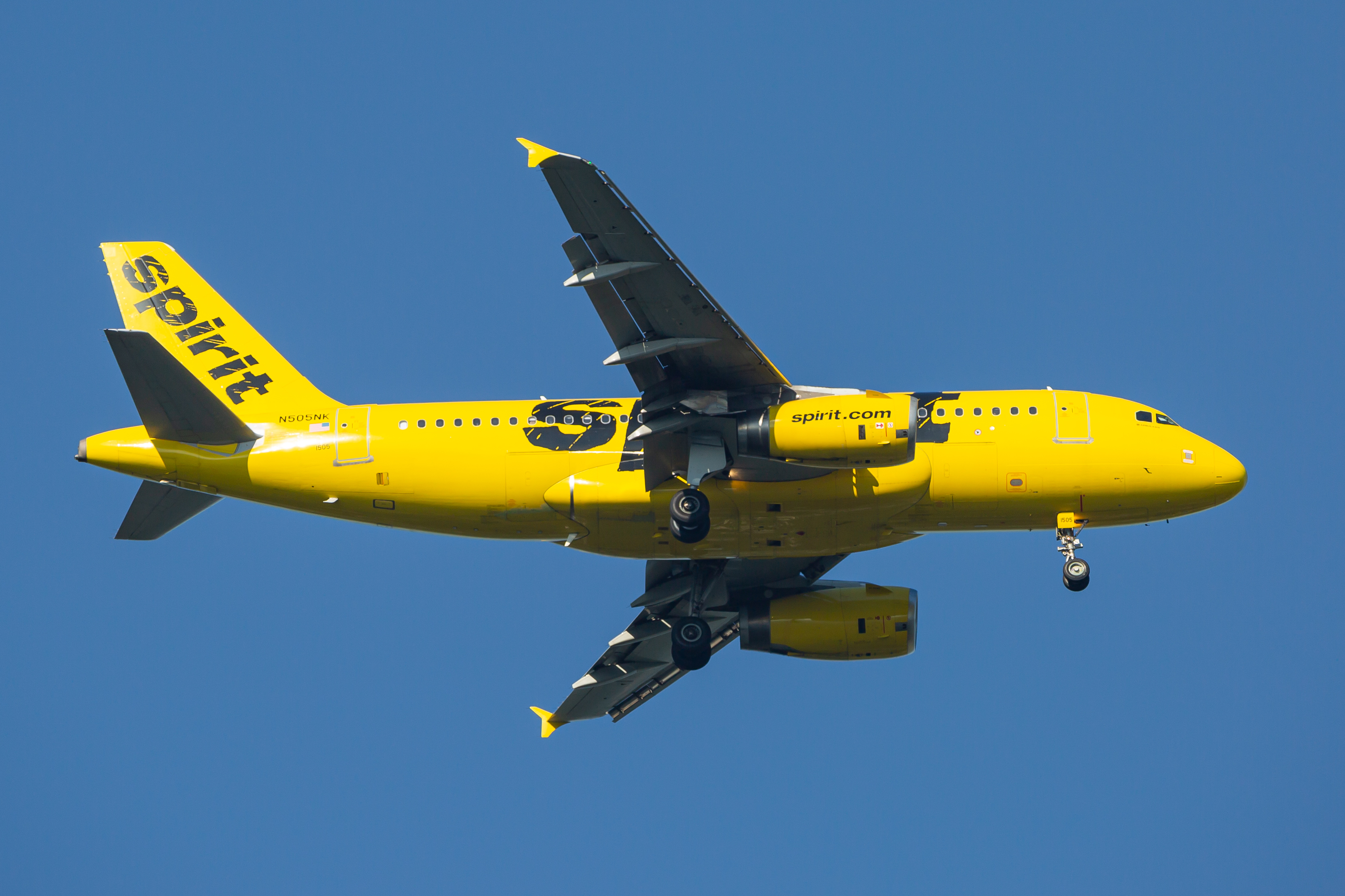 Full size: Spirit Airlines Airbus A319 N505NK at Baltimore/Washington International Thurgood Marshall Airport