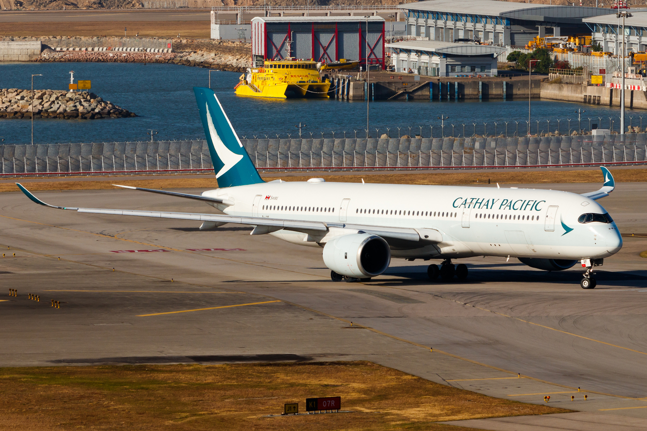 Full size: Cathay Pacific Airbus A350-900 B-LRF at Hong Kong International Airport