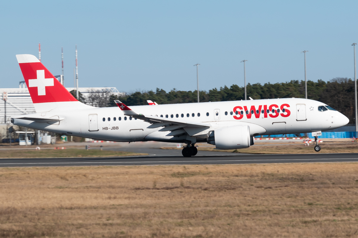Full size: Swiss International Air Lines Airbus A220-100 HB-JBB at Frankfurt International Airport