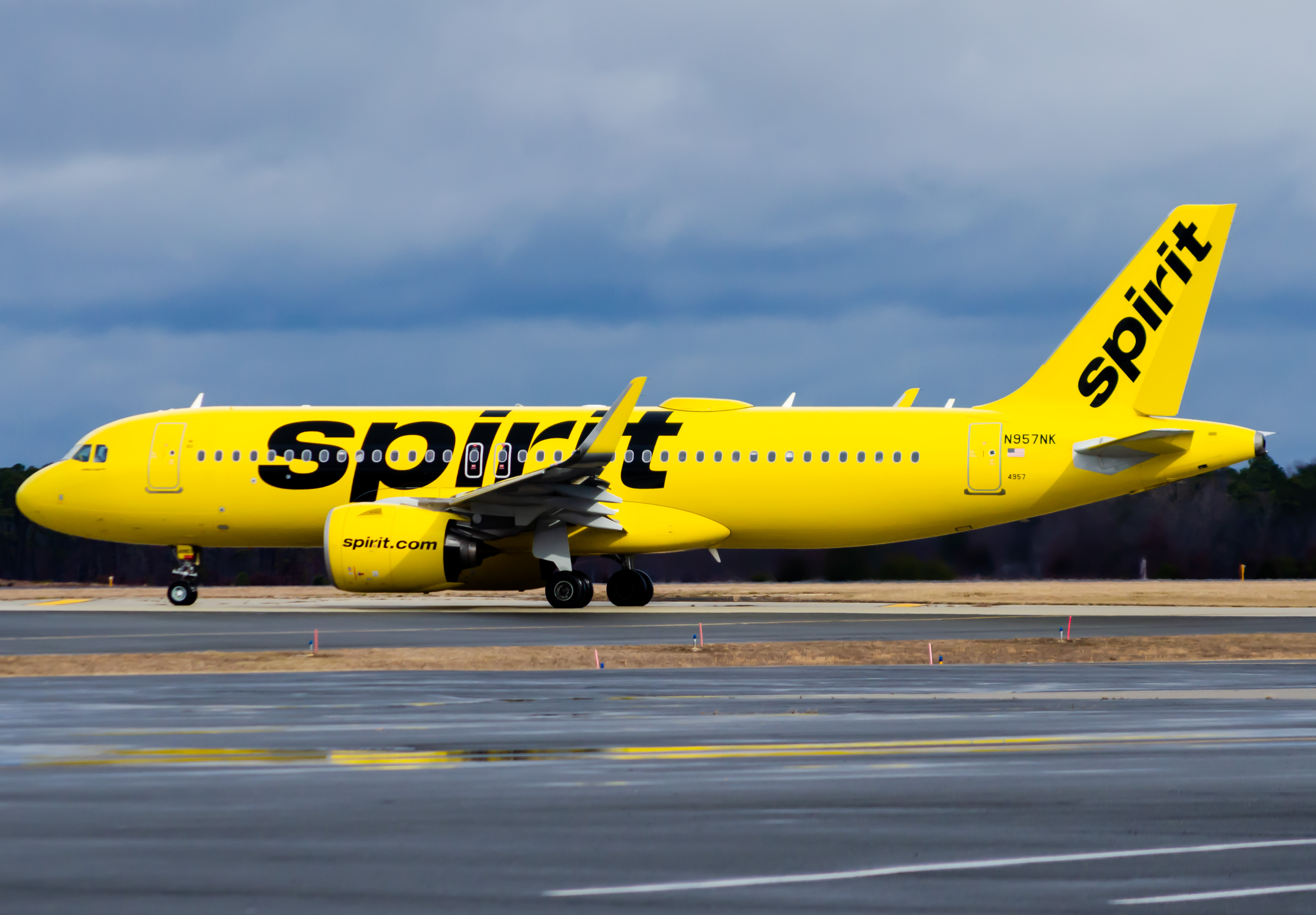 Full size: Spirit Airlines Airbus A320NEO N957NK at Atlantic City International Airport