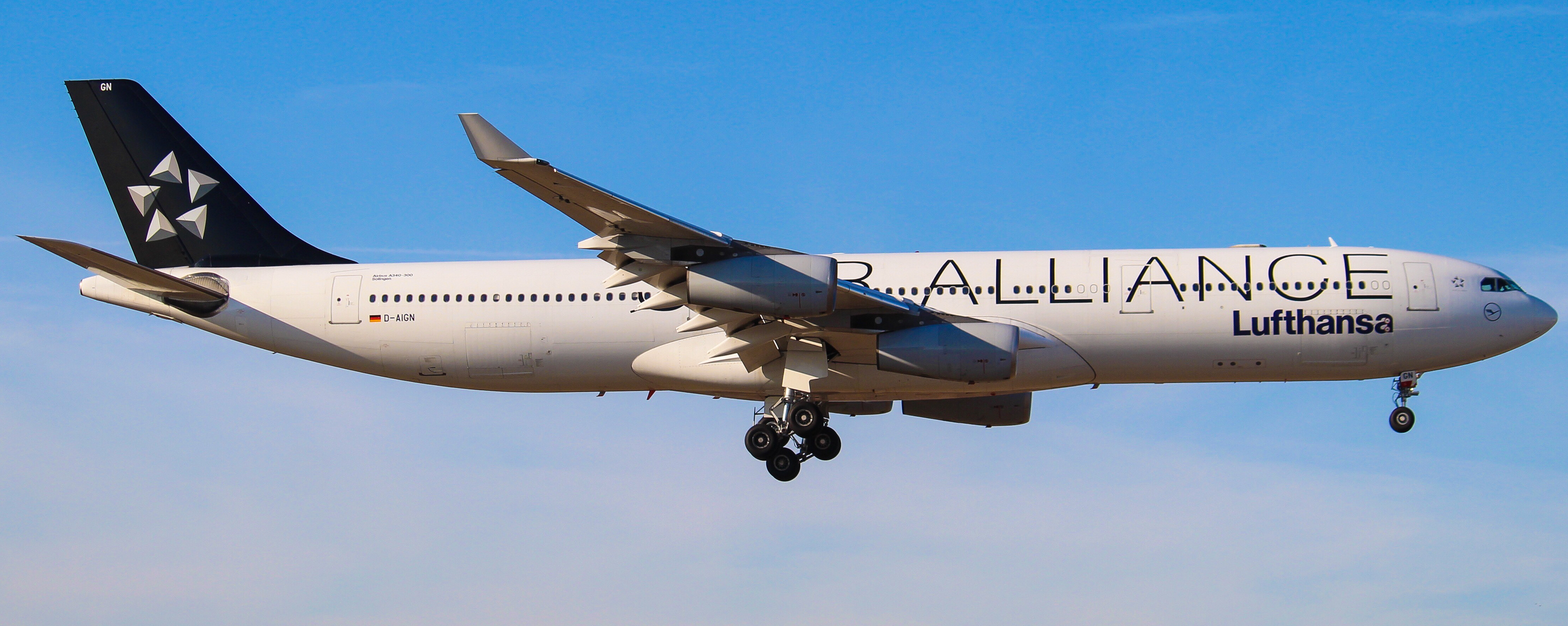 Full size: Lufthansa Airbus A340-300 D-AIGN at Philadelphia International Airport