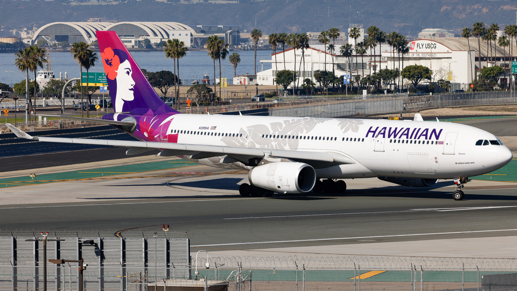 Full size: Hawaiian Airlines Airbus A330-200 N399HA at San Diego International Airport