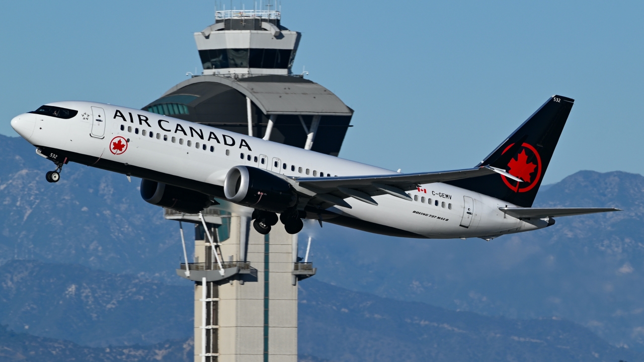Full size: Air Canada Boeing 737 MAX 8 C-GEMV at Los Angeles International Airport
