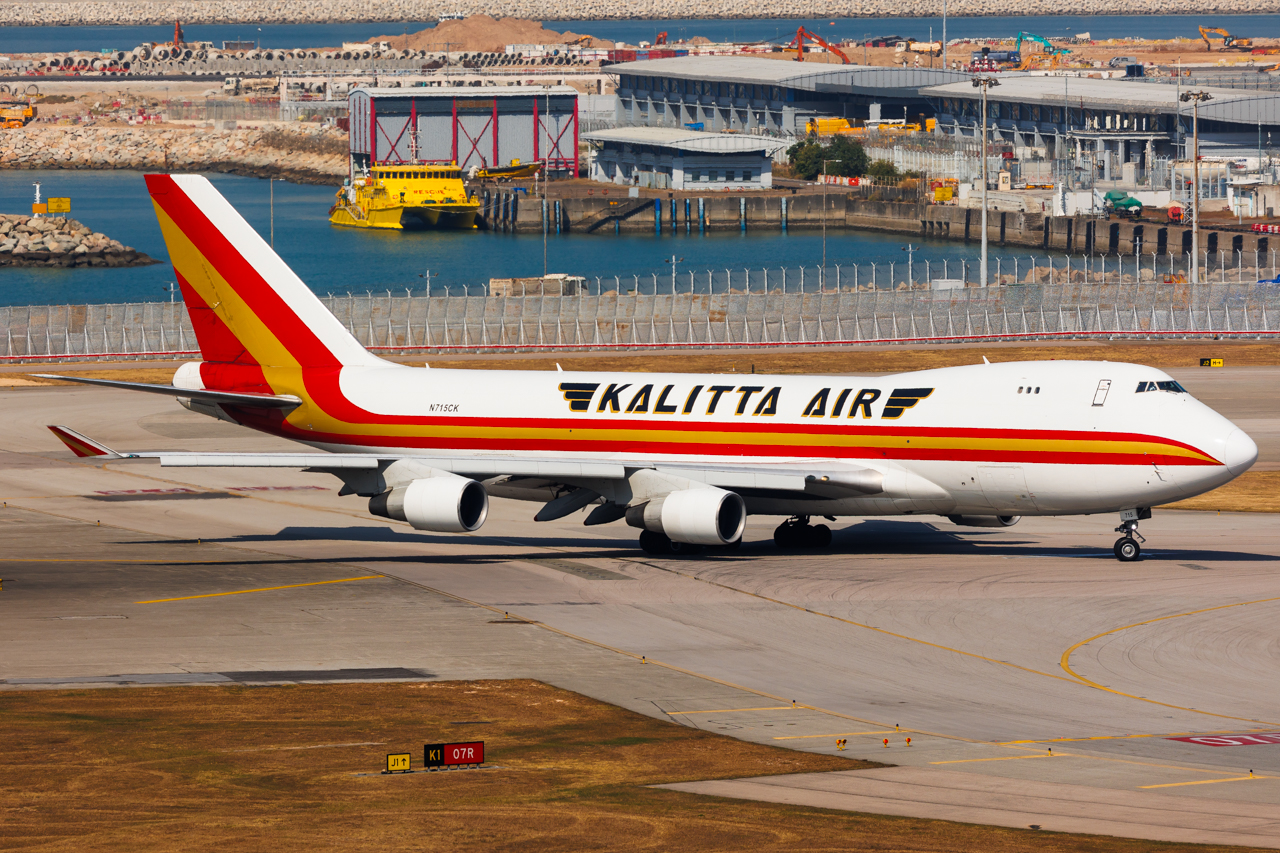 Full size: Kalitta Air Boeing 747-400F N715CK at Hong Kong International Airport
