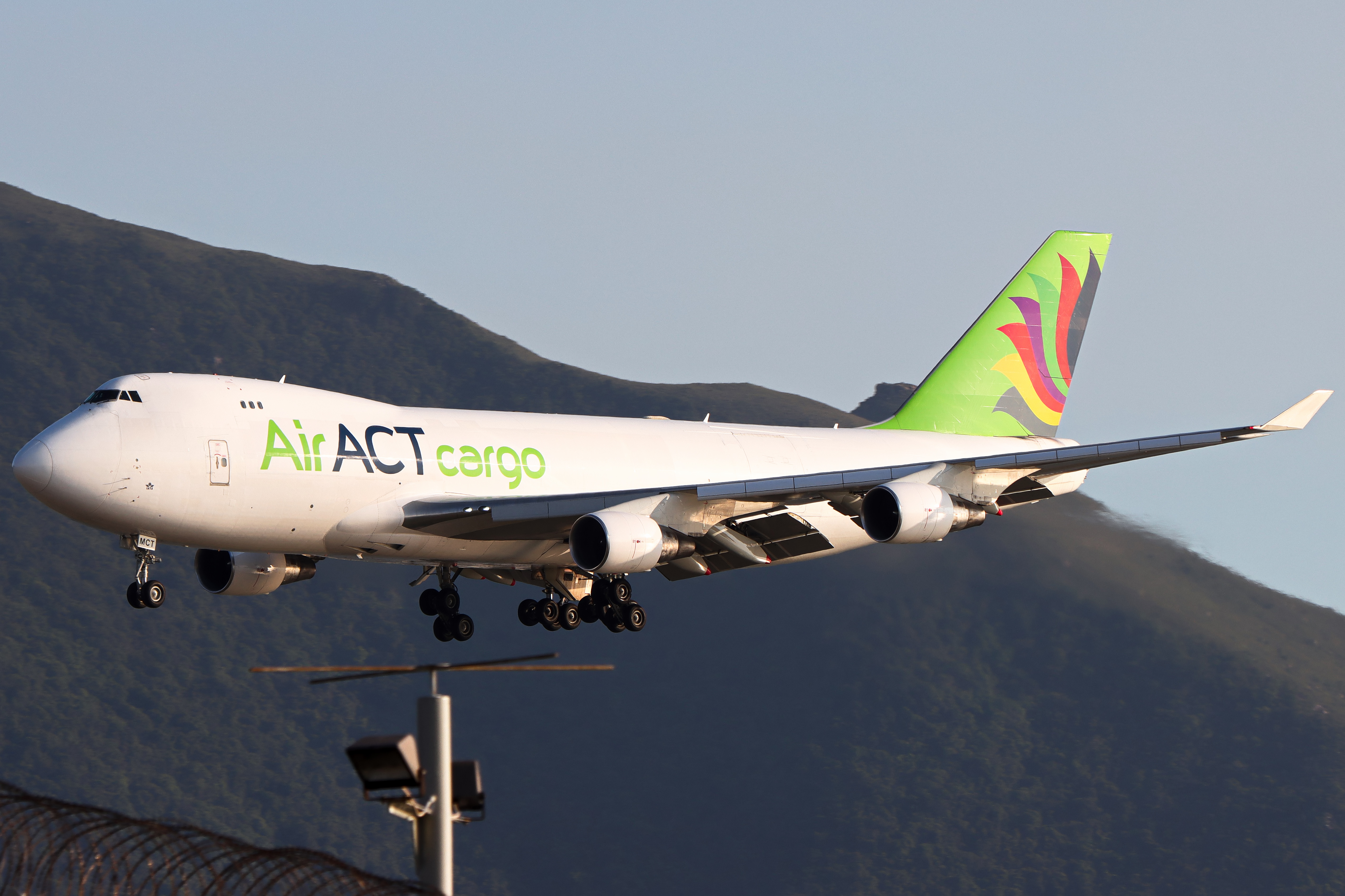 Full size: Air ACT Cargo Boeing 747-400F TC-MCT at Hong Kong International Airport