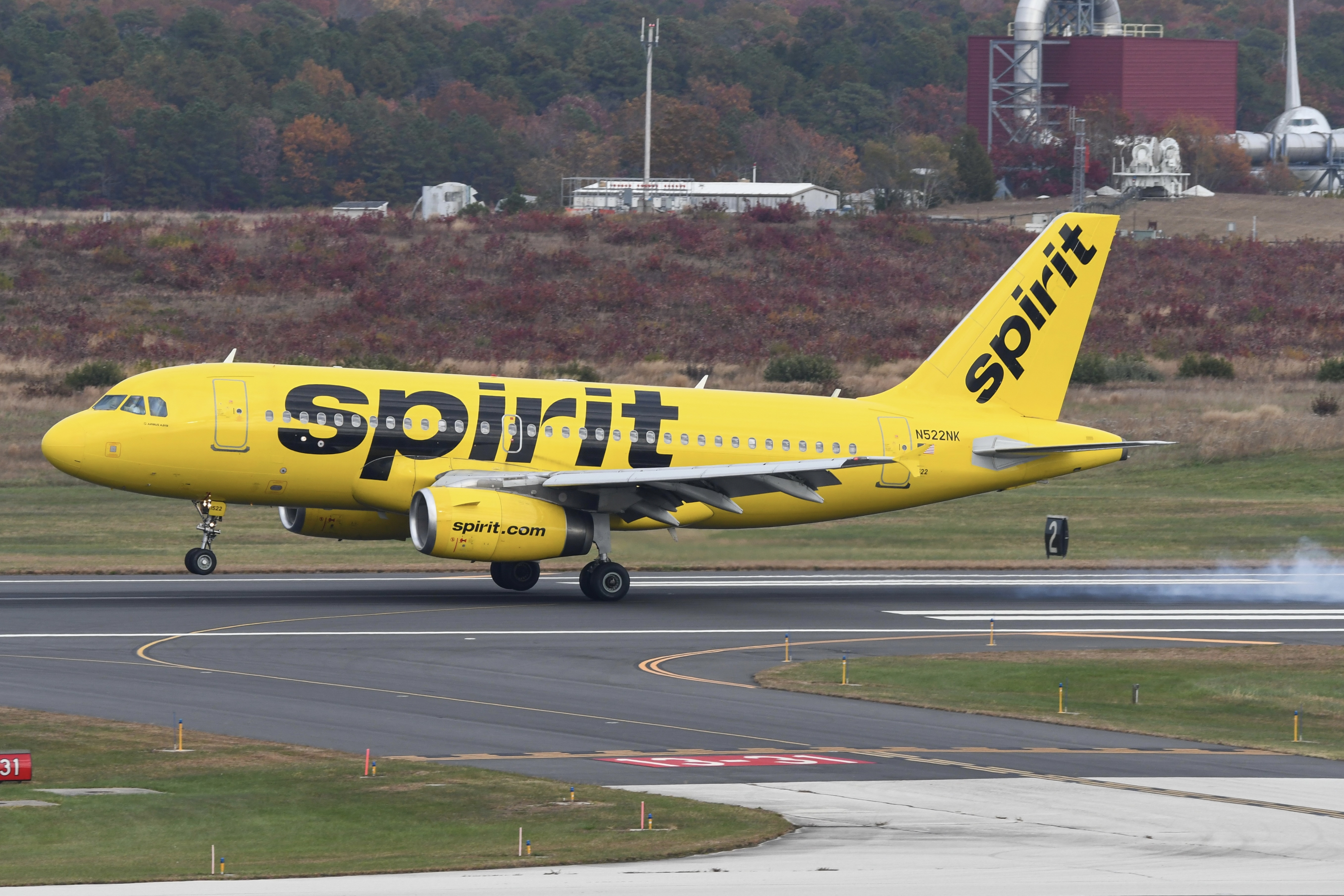 Full size: Spirit Airlines Airbus A319 N522NK at Atlantic City International Airport