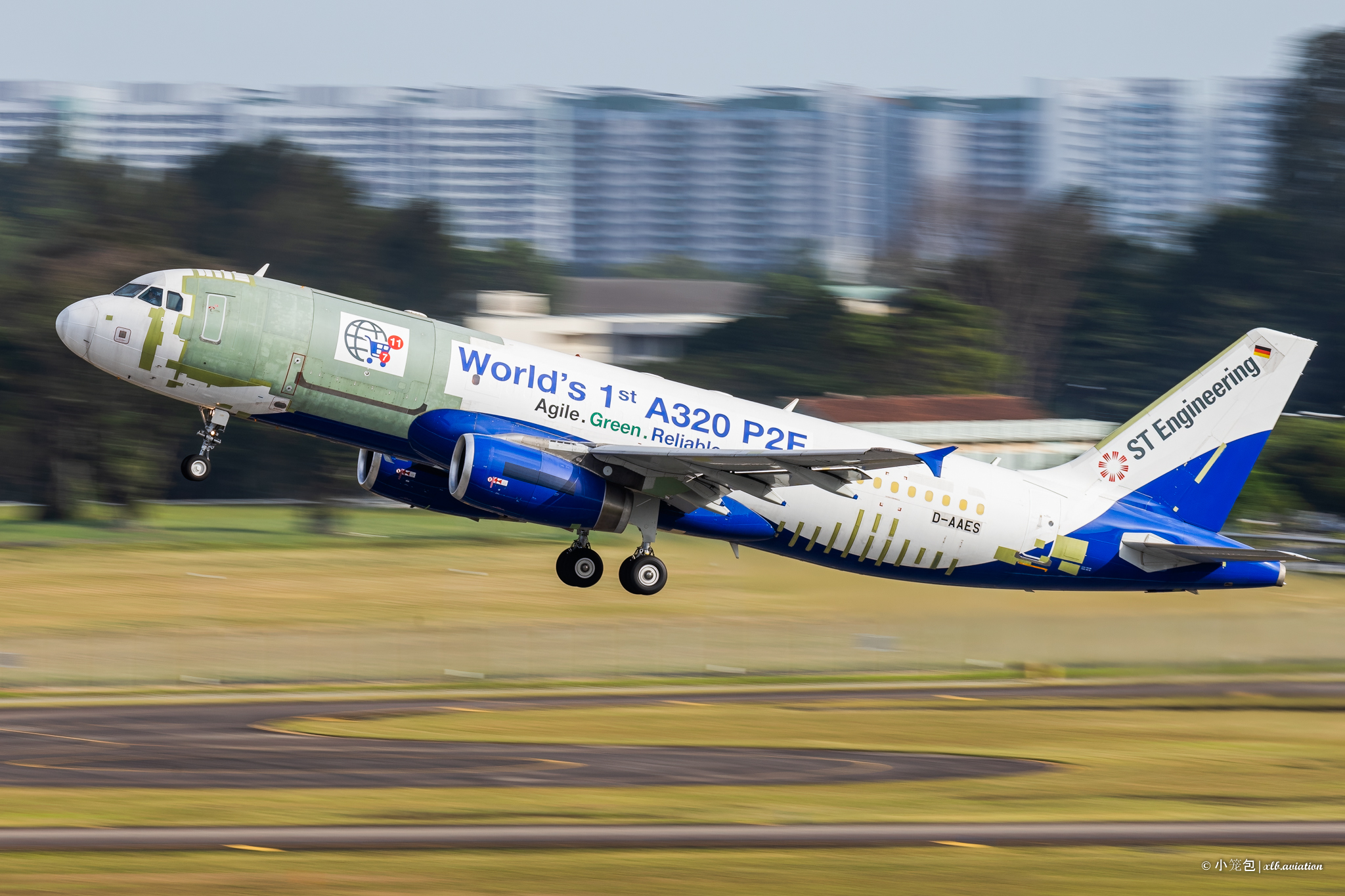 Full size: ST Aerospace Airbus A320-200F D-AAES at Seletar Airport