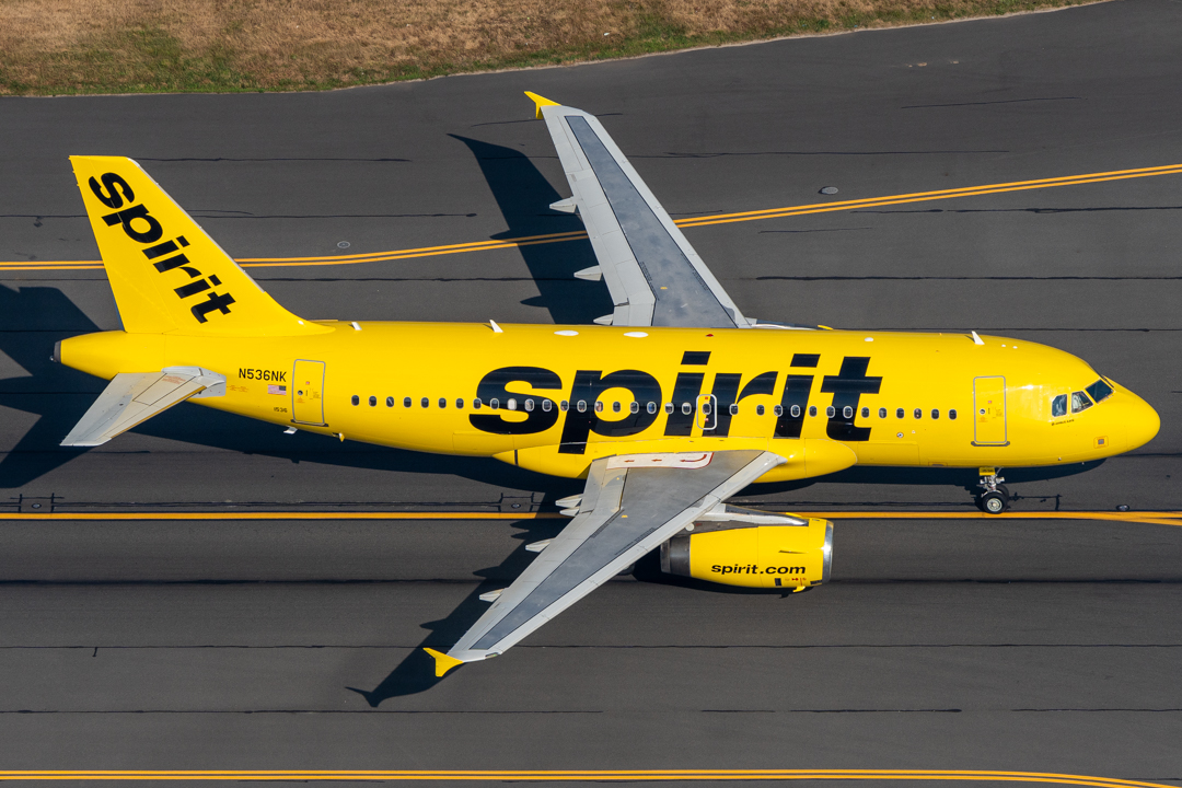 Full size: Spirit Airlines Airbus A319 N536NK at General Edward Lawrence Logan International Airport