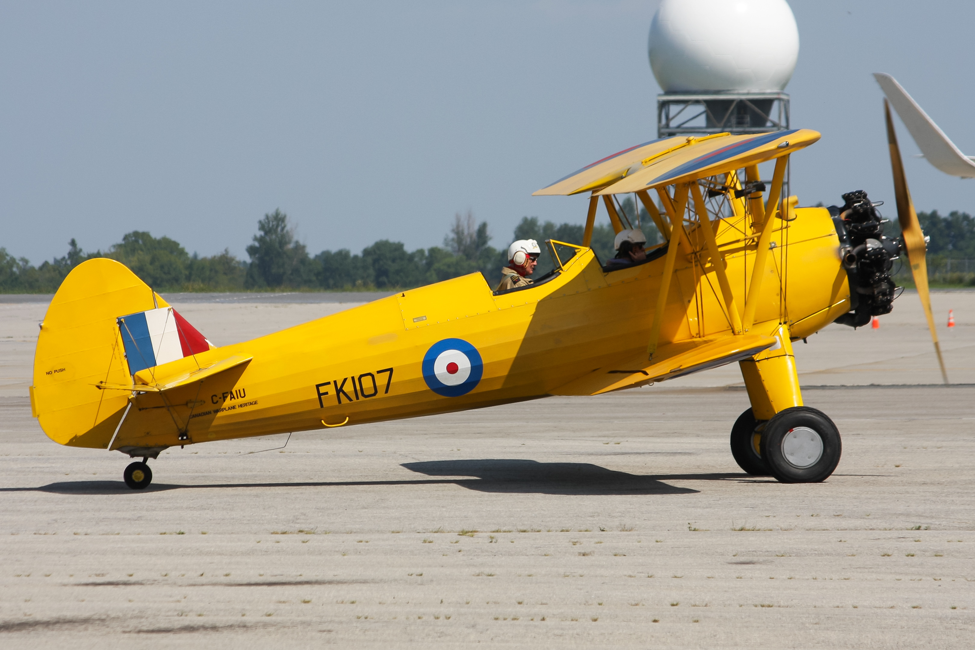 Full size: Canadian Warplane Heritage Meuseum Boeing PT-18 Stearman C-FAIU at Hamilton John C. Munro International Airport