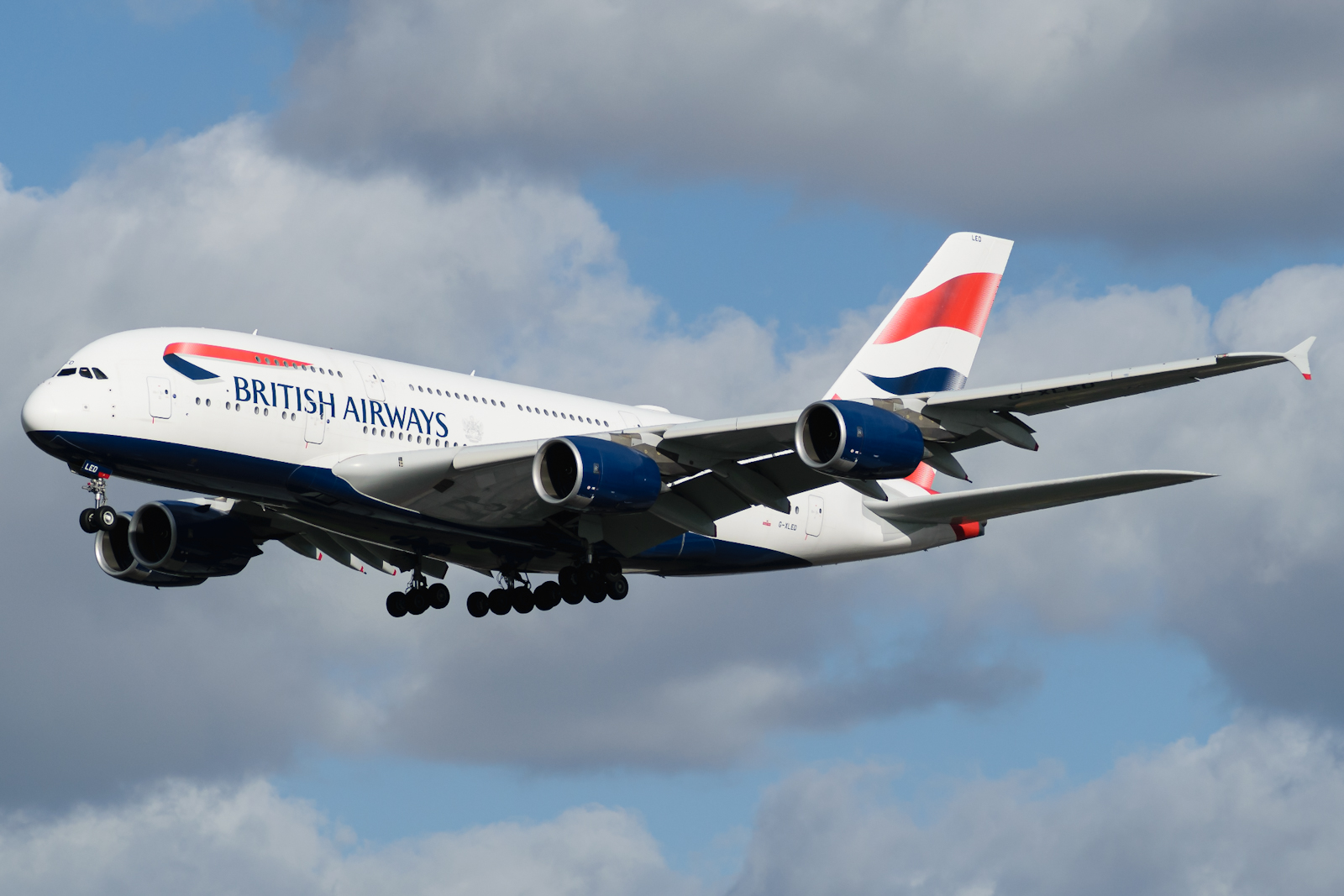 Full size: British Airways  Airbus A380-800 G-XLED at London Heathrow International Airport