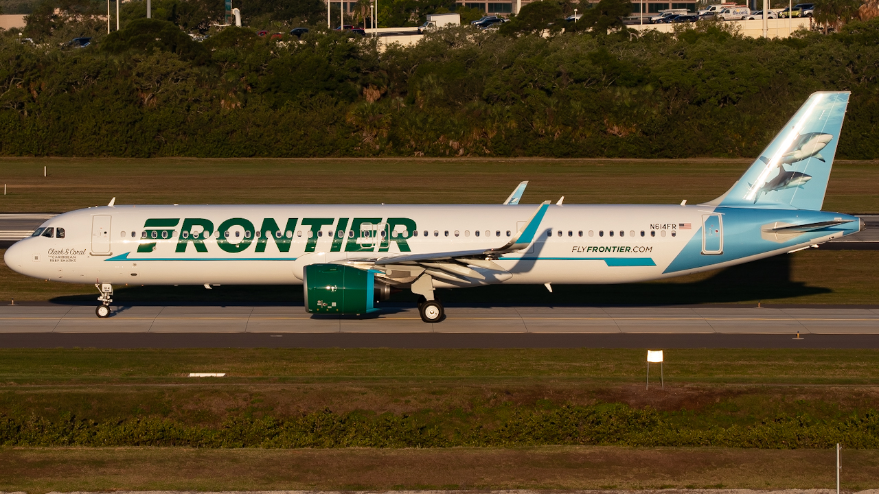 Full size: Frontier Airlines Airbus A321NEO N614FR at Tampa International Airport