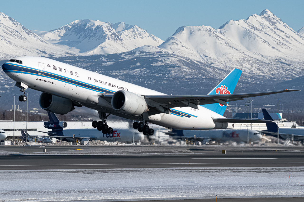 Full size: China Southern Cargo Boeing 777-F B-2026 at Anchorage Ted Stevens International Airport