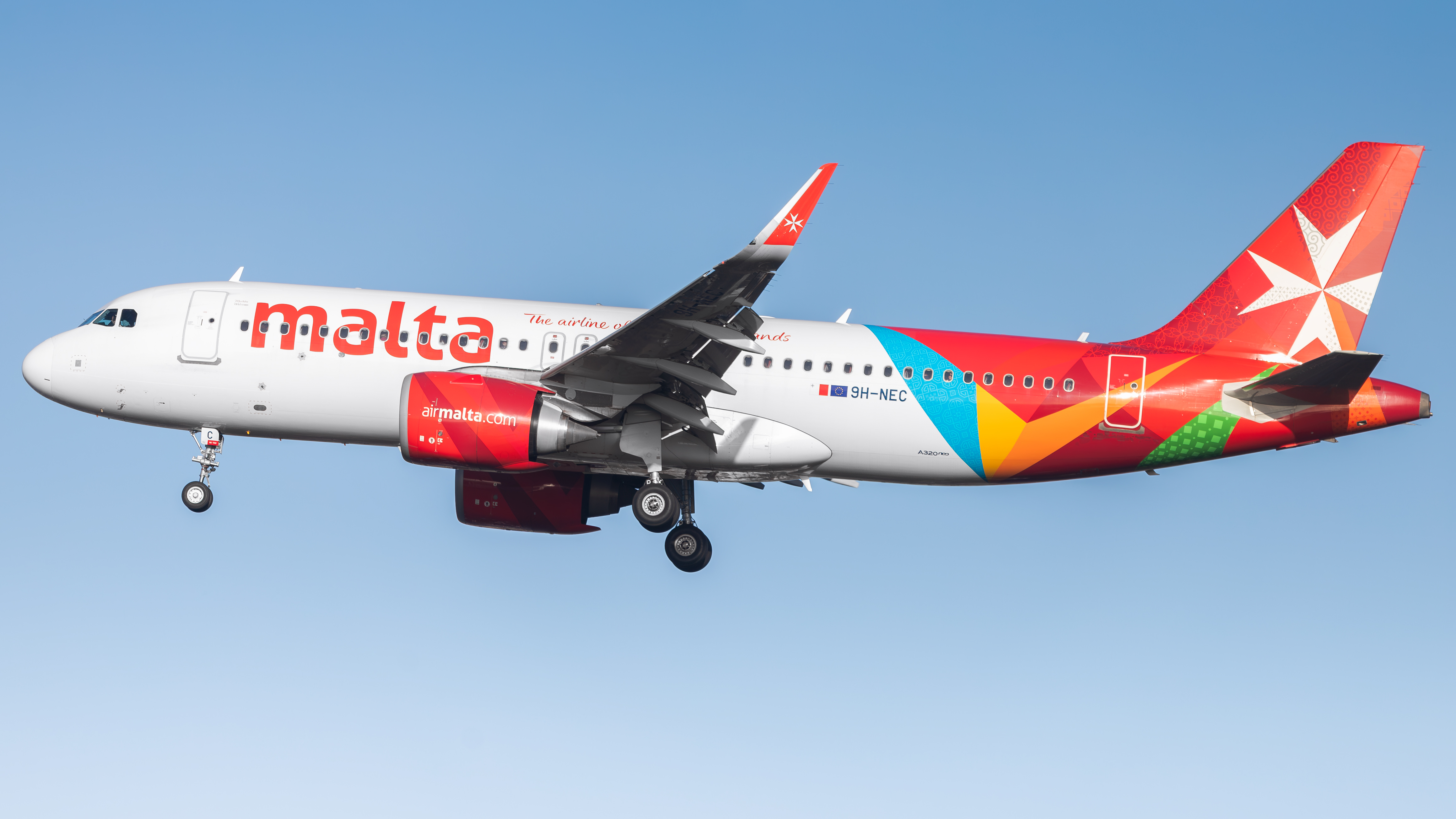 Full size: Air Malta Airbus A320NEO 9H-NEC at London Heathrow International Airport