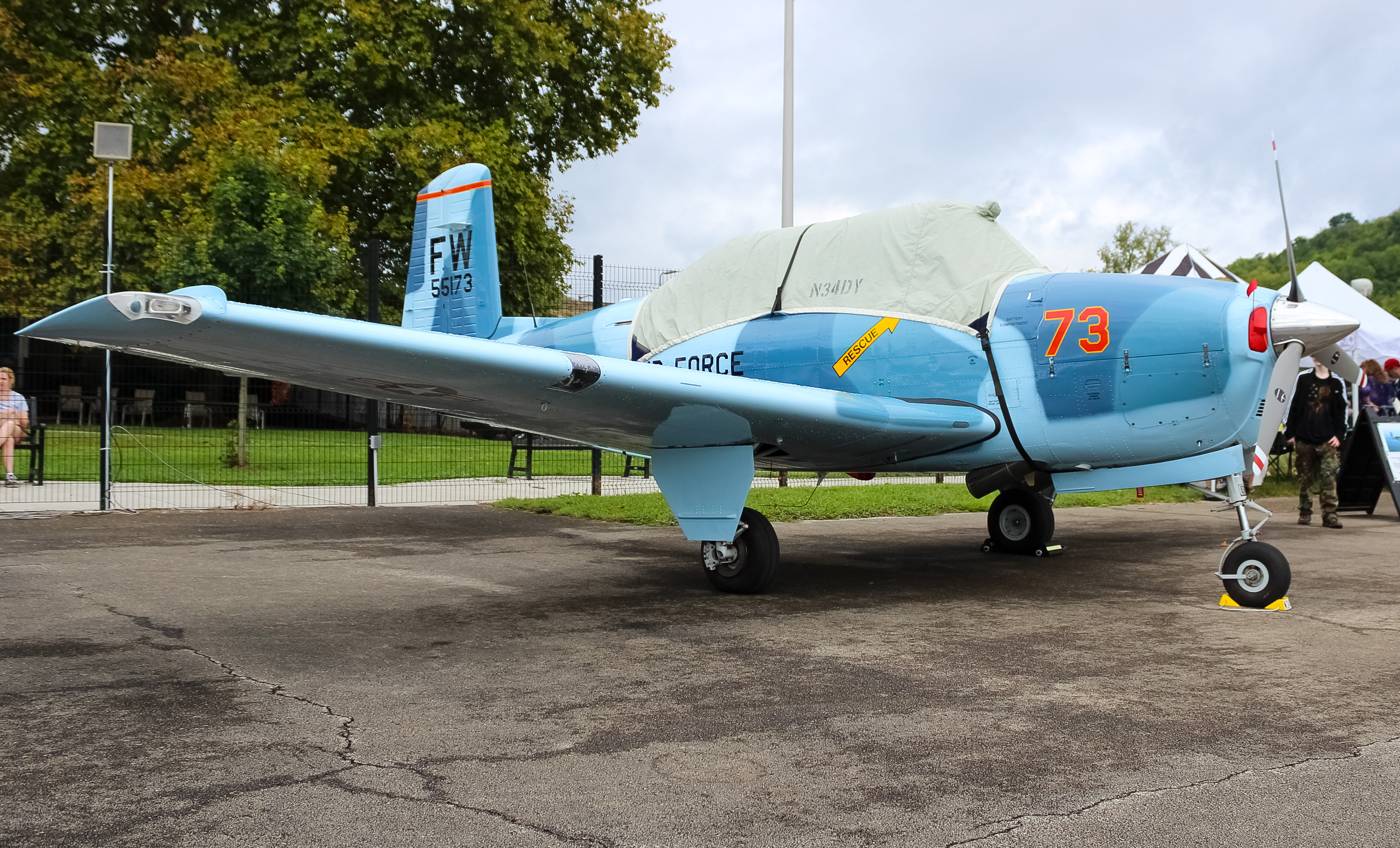 Full size: PRIVATE  Beechcraft T-34 Mentor  N34DY at Cincinnati Municipal Airport/Lunken Field