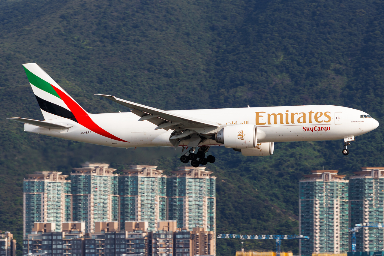 Full size: Emirates SkyCargo Boeing 777-F A6-EFG at Hong Kong International Airport