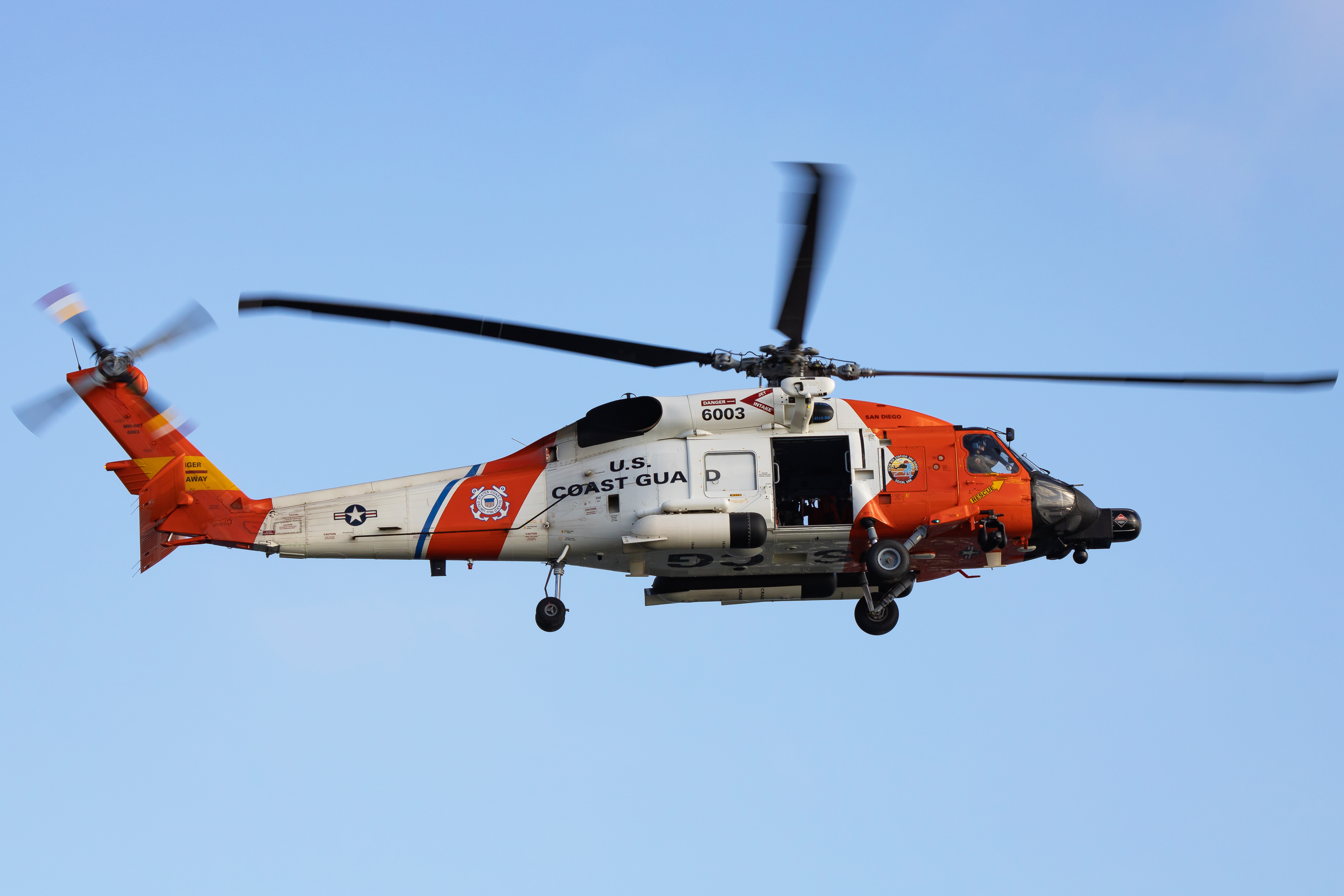 Full size: USCG Sikorsky MH-60T Jayhawk 6003 at San Diego International Airport