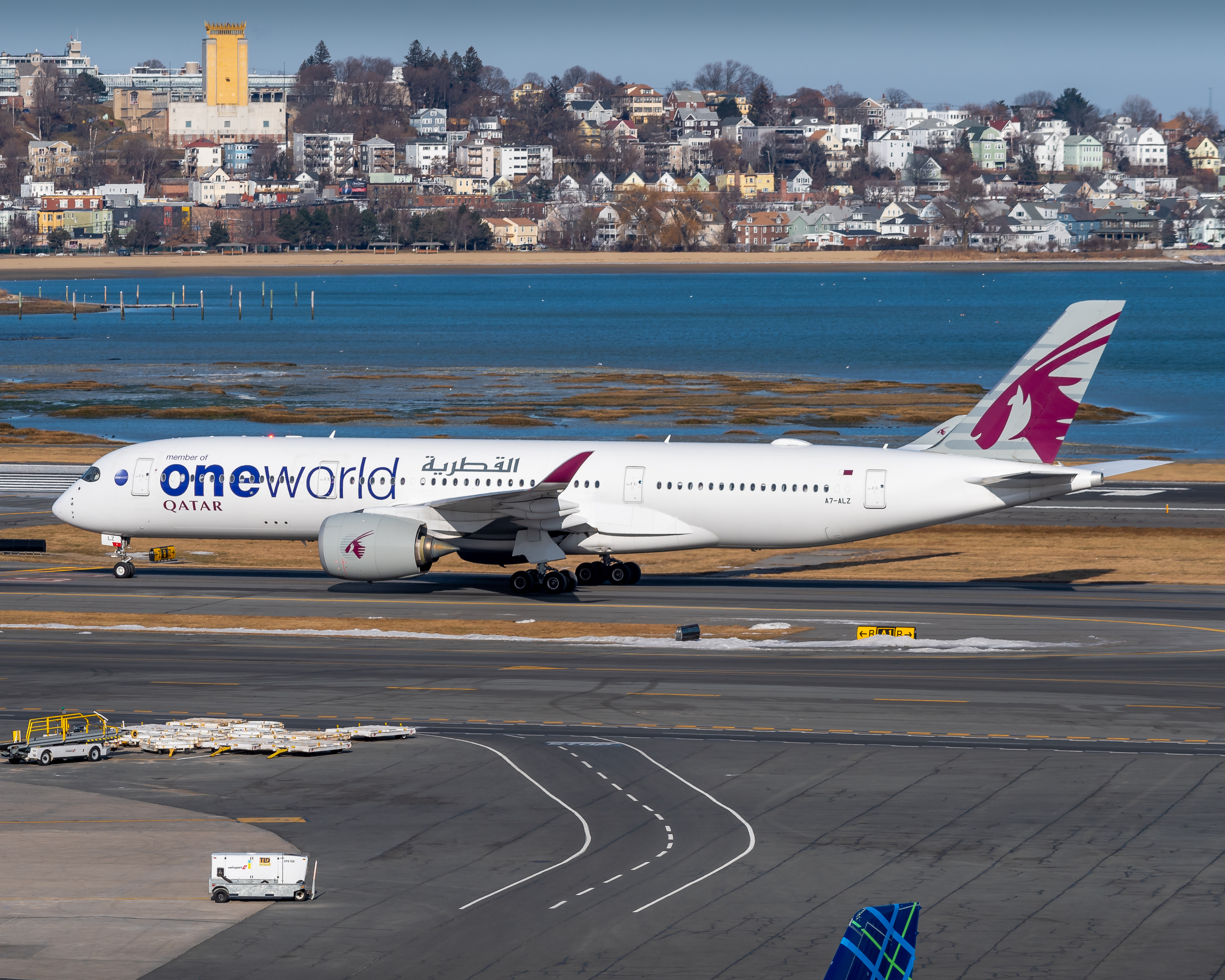 Full size: Qatar Airways Airbus A350-900 A7-ALZ at General Edward Lawrence Logan International Airport