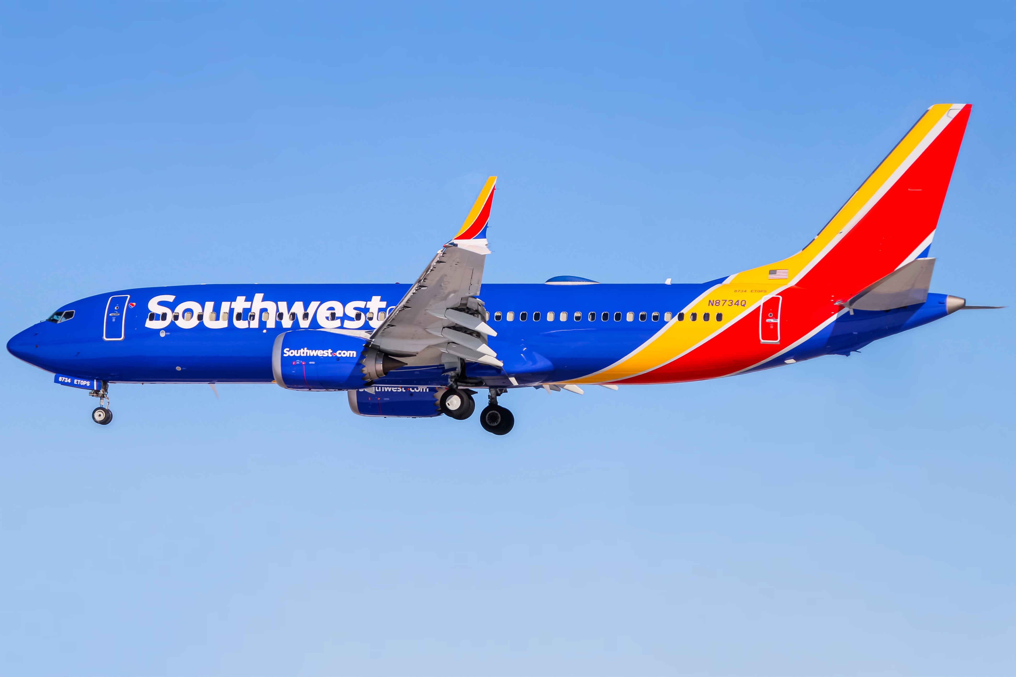 Full size: Southwest Airlines Boeing 737 MAX 8 N8734Q at Baltimore/Washington International Thurgood Marshall Airport