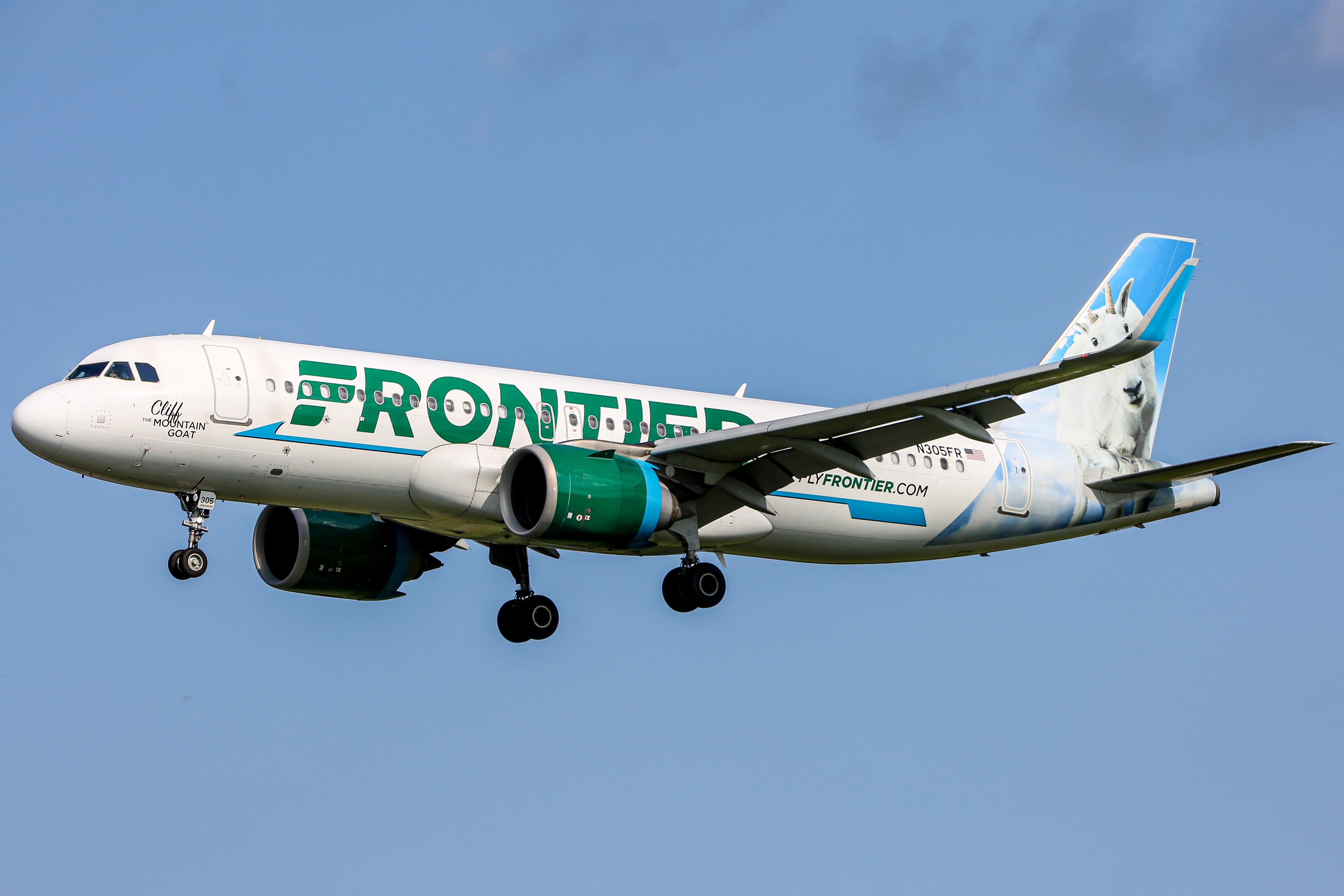 Full size: Frontier Airlines Airbus A320NEO N305FR at Baltimore/Washington International Thurgood Marshall Airport