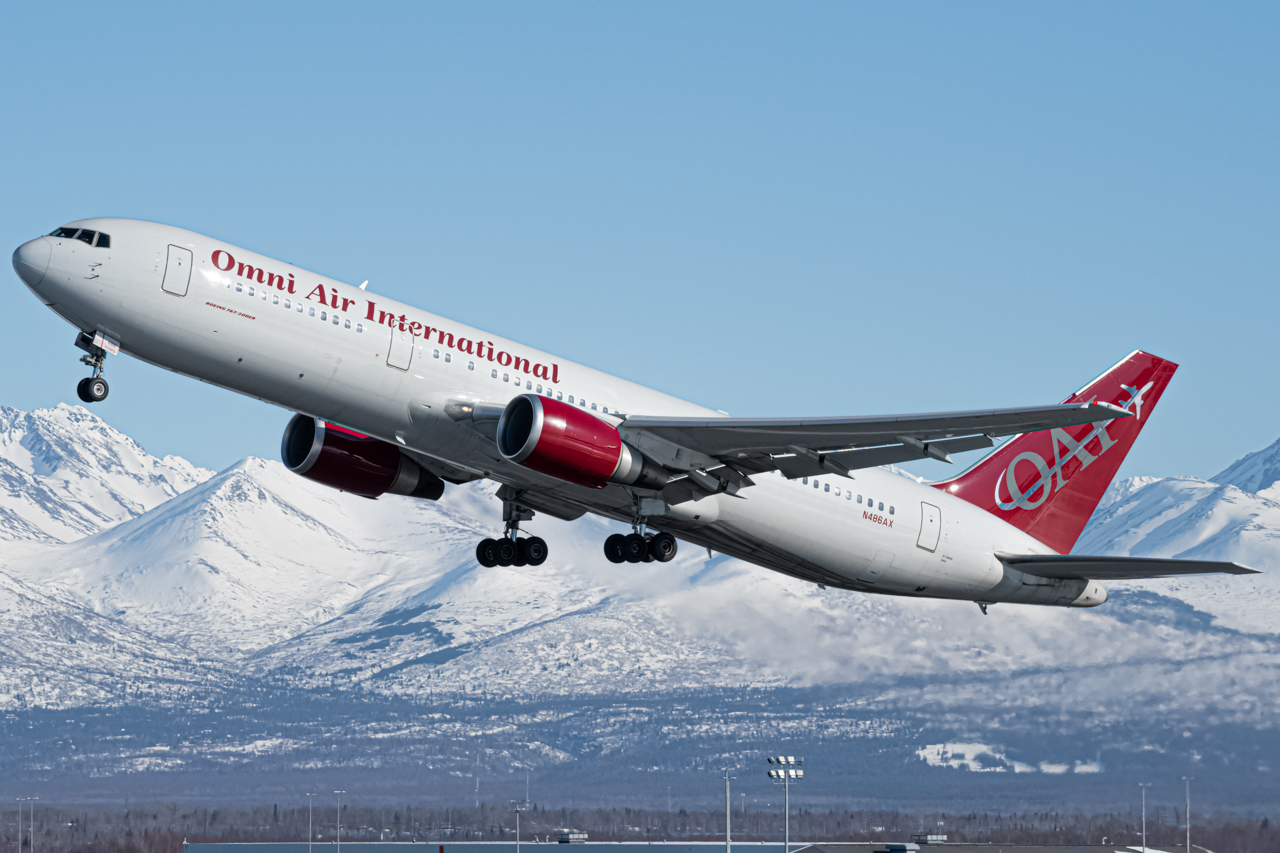 Full size: Omni Air International Boeing 767-300ER N486AX at Anchorage Ted Stevens International Airport