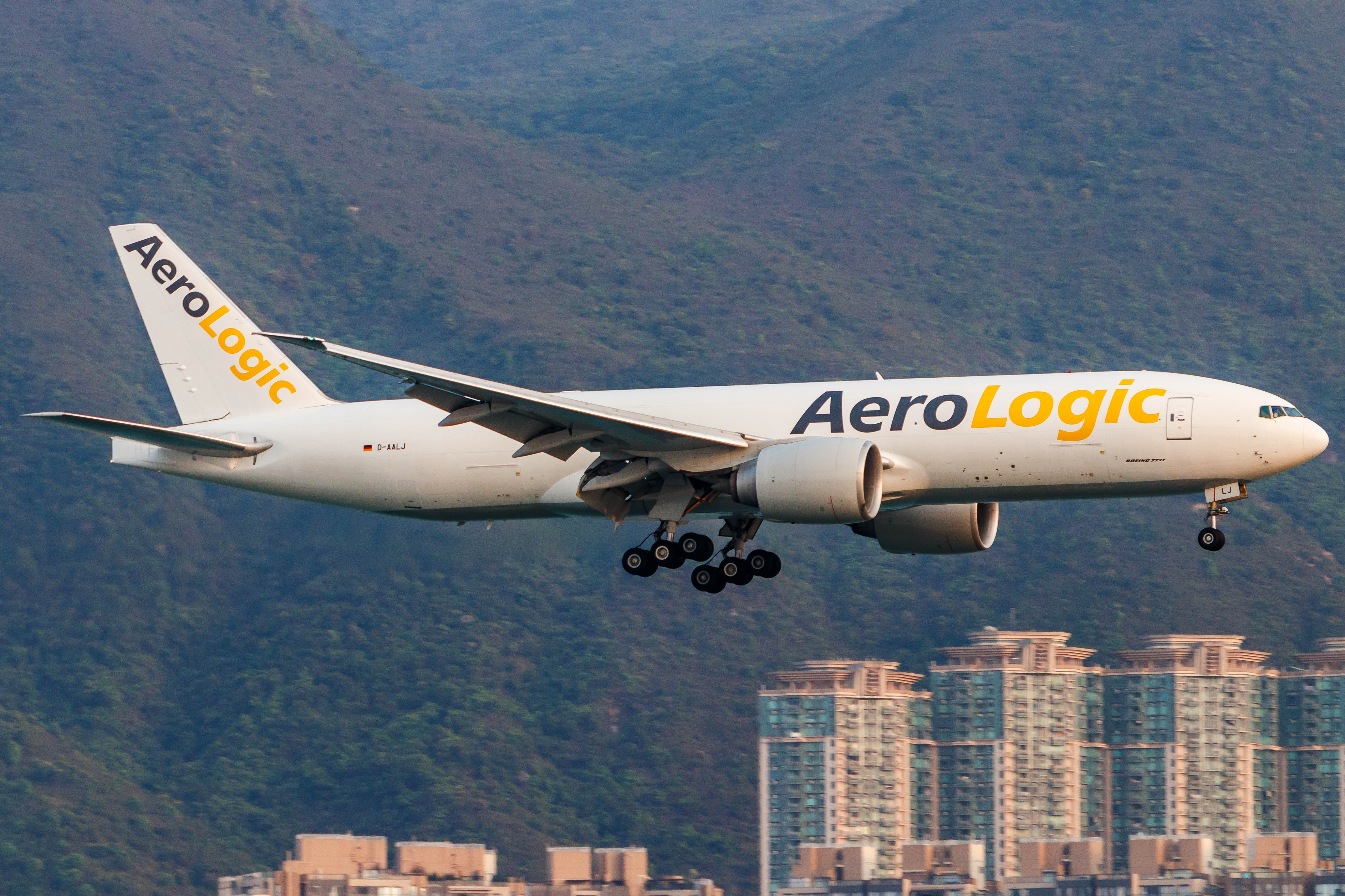 Full size: AeroLogic Boeing 777-F D-AALJ at Hong Kong International Airport